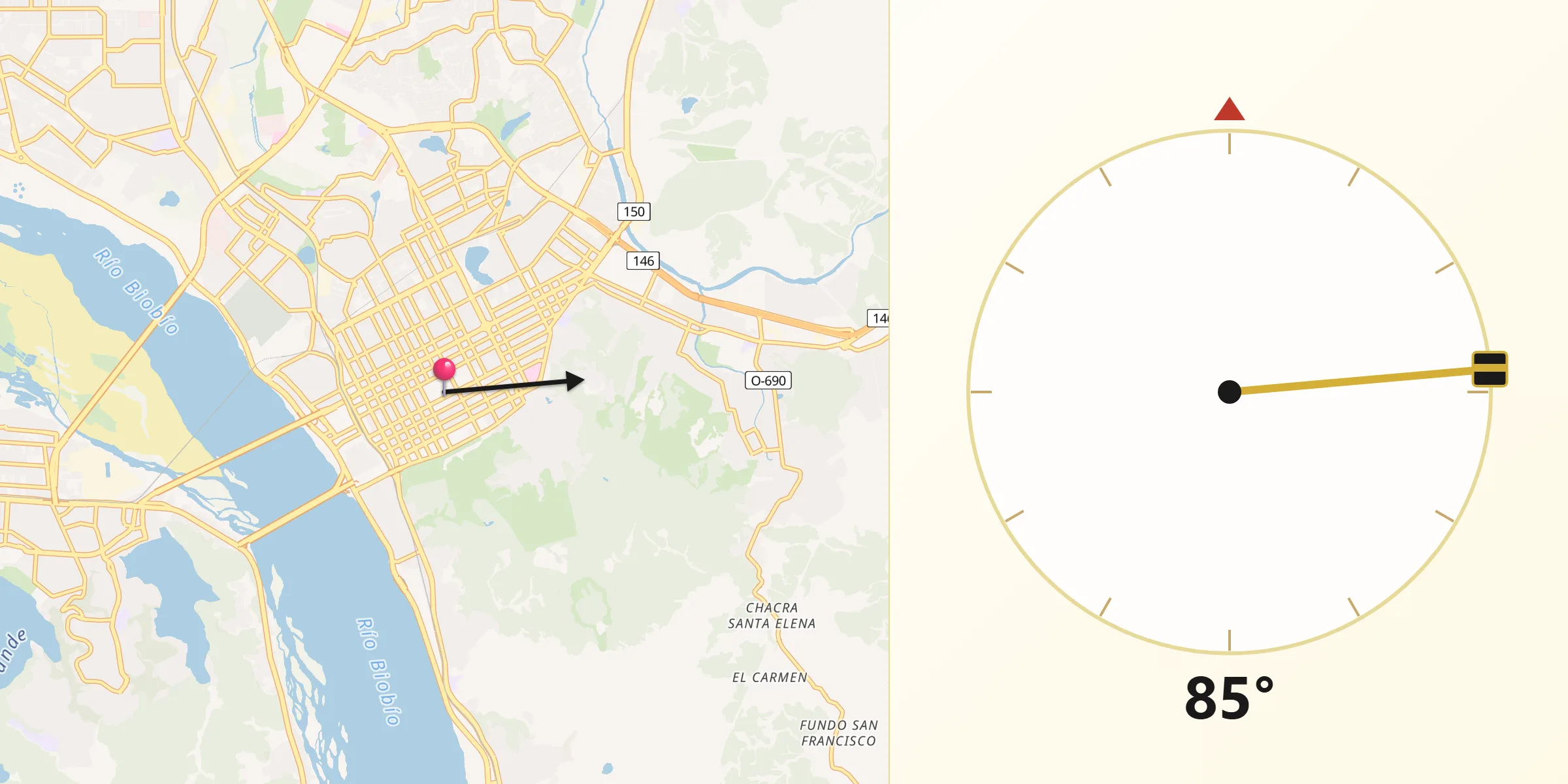 Dirección de la Qibla desde Concepción