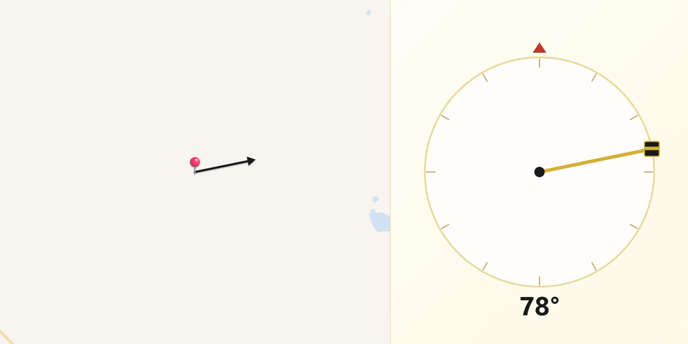 Dirección de la Qibla desde Azul