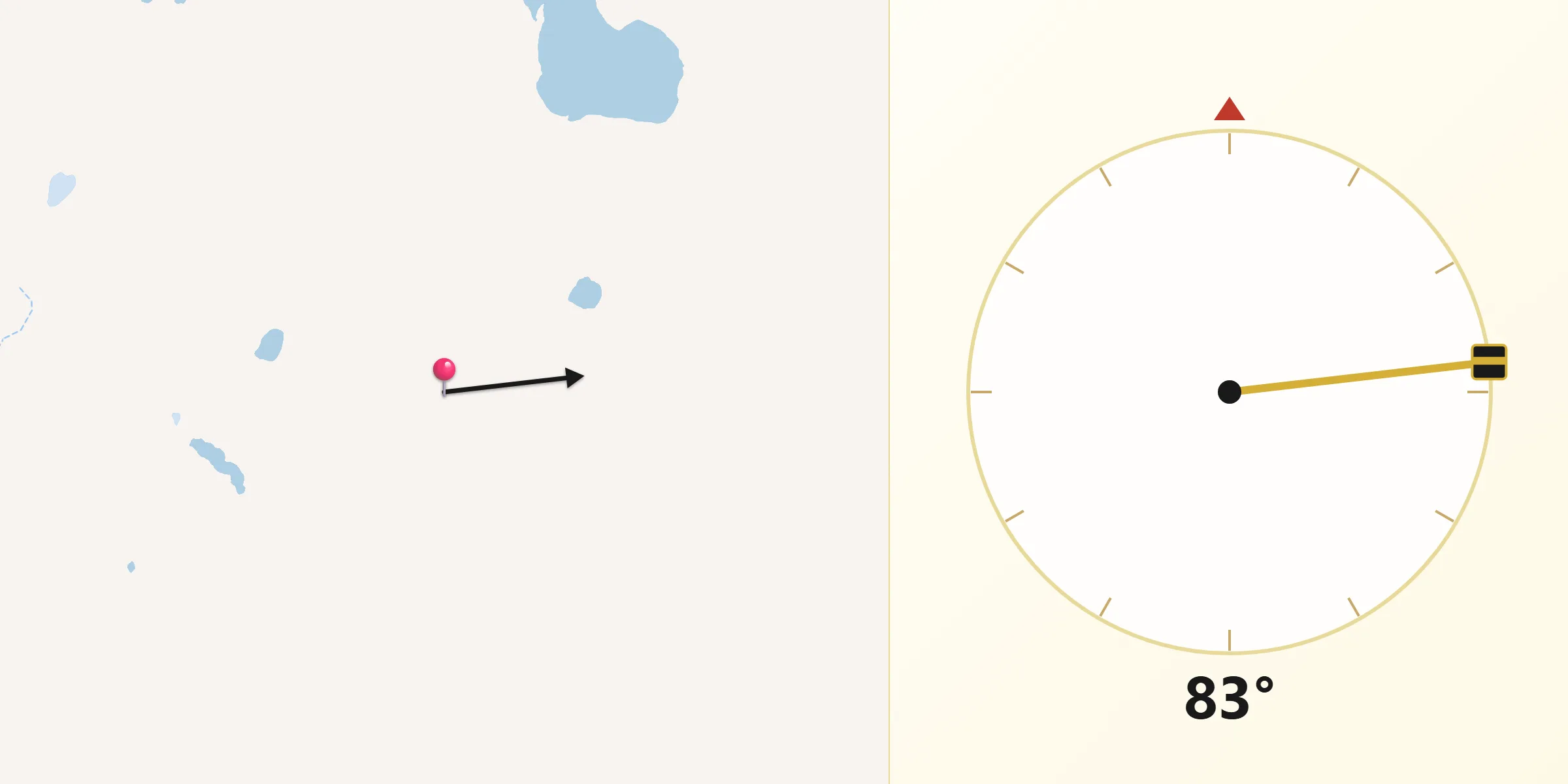 Dirección de la Qibla desde Departamento de Chos-Malal