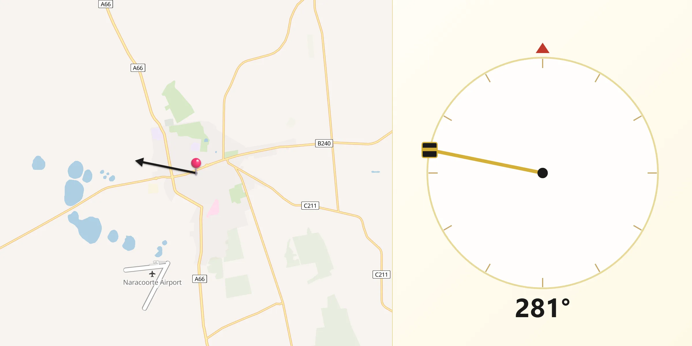 Qibla Direction from Naracoorte