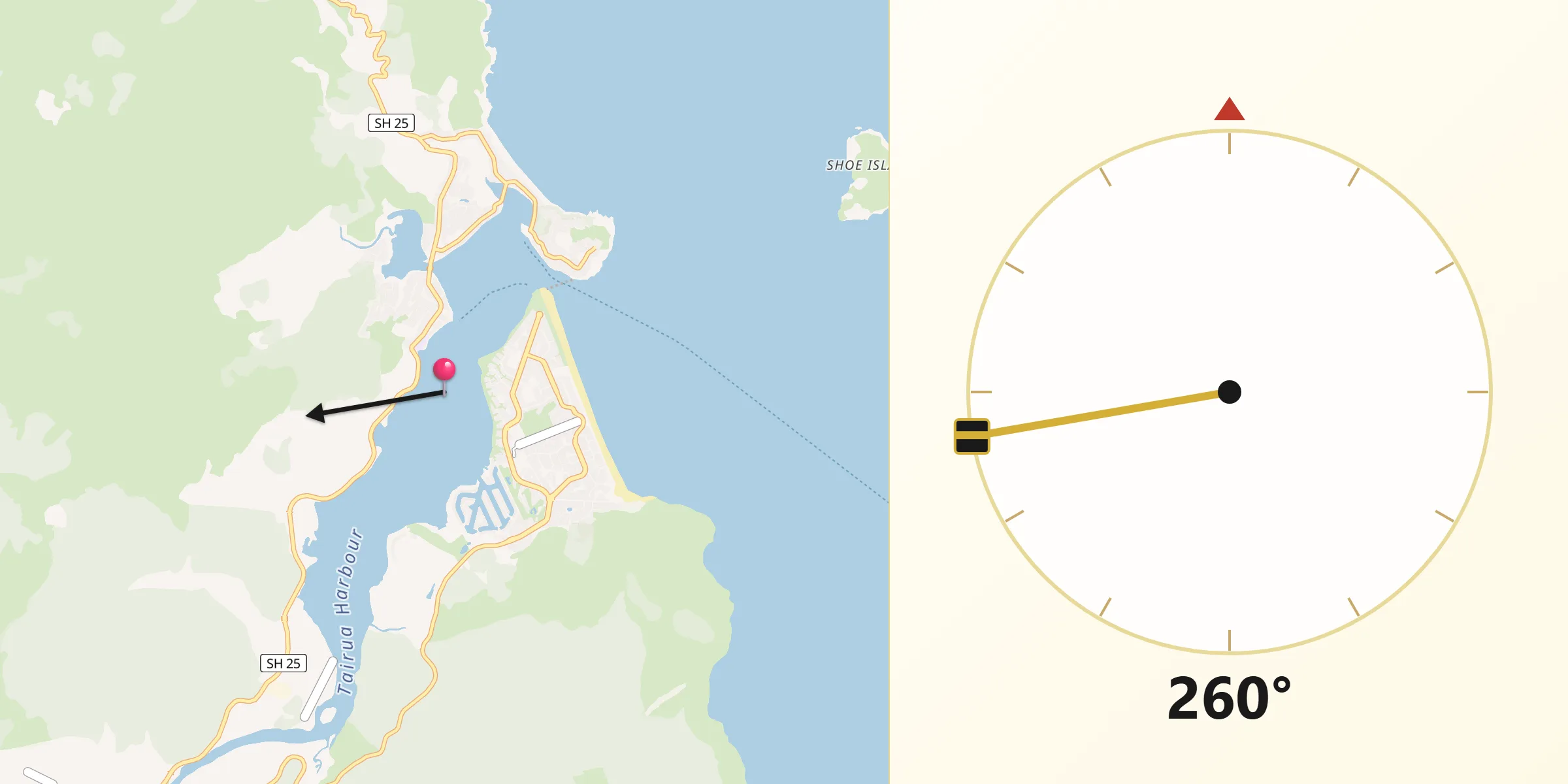 Qibla Direction from Tairua