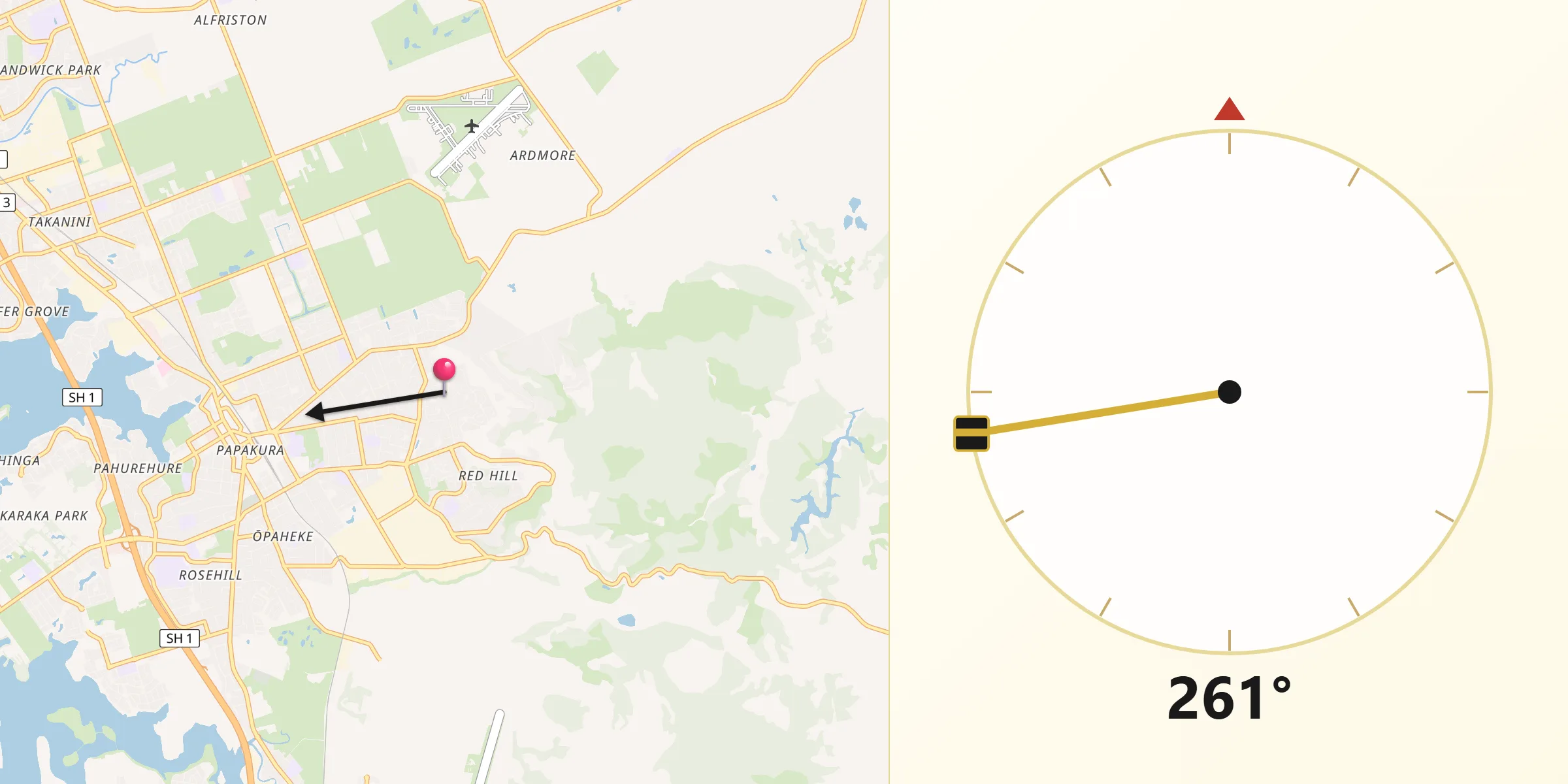 Qibla Direction from Red Hill