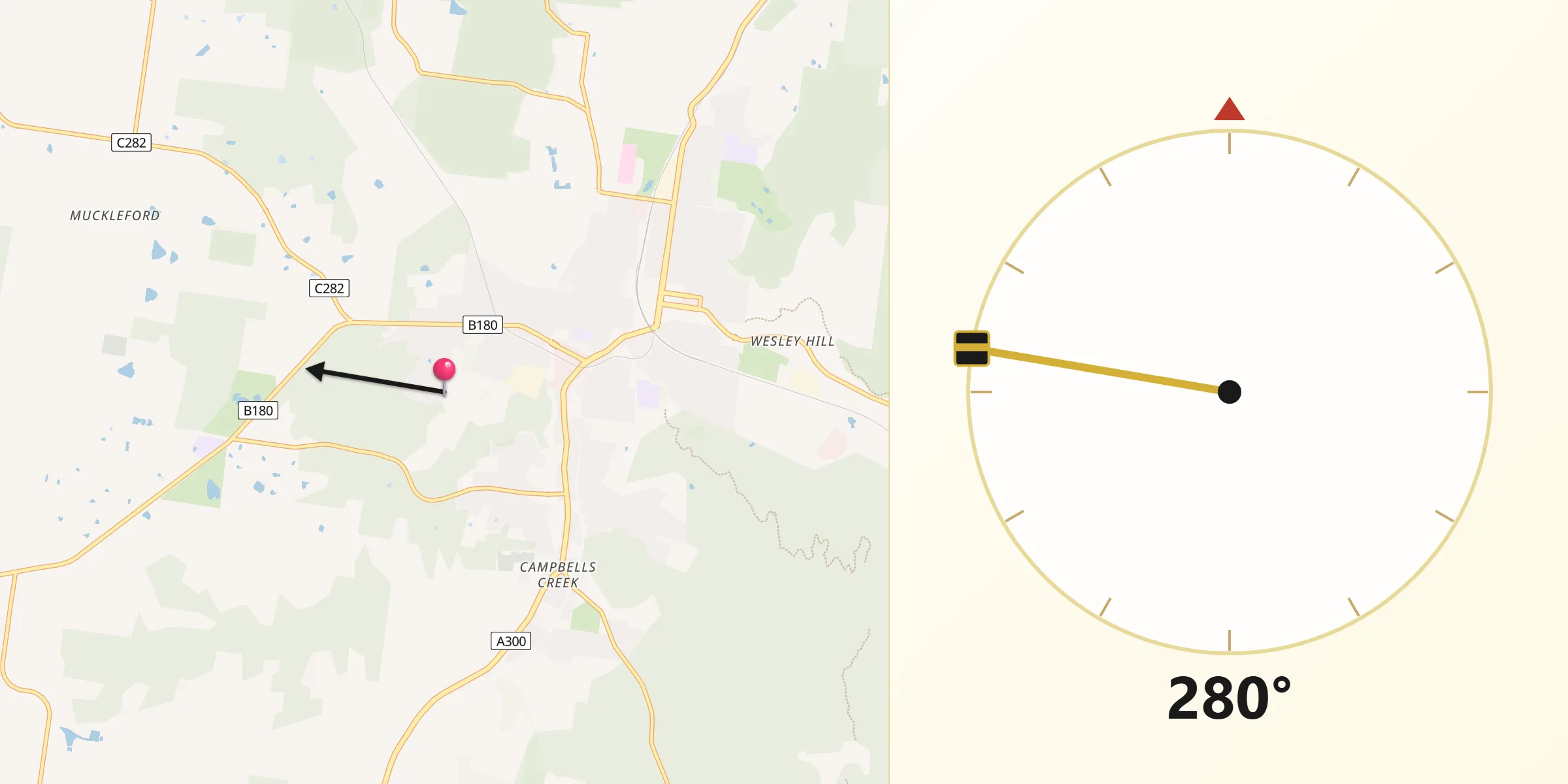 Qibla Direction from Mount Alexander
