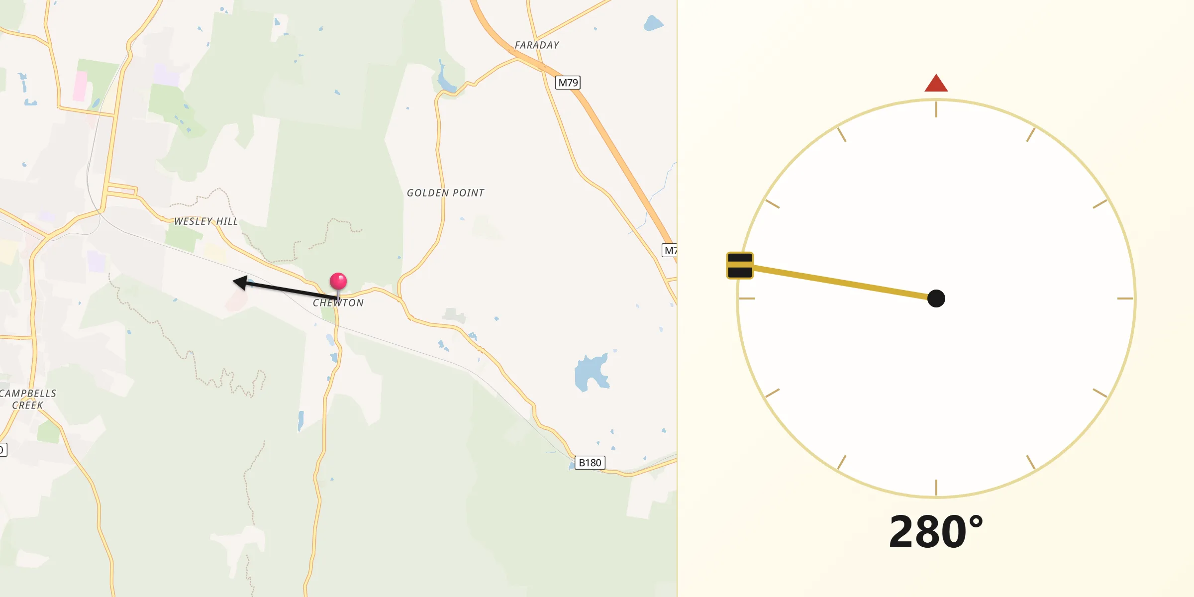 Qibla Direction from Chewton