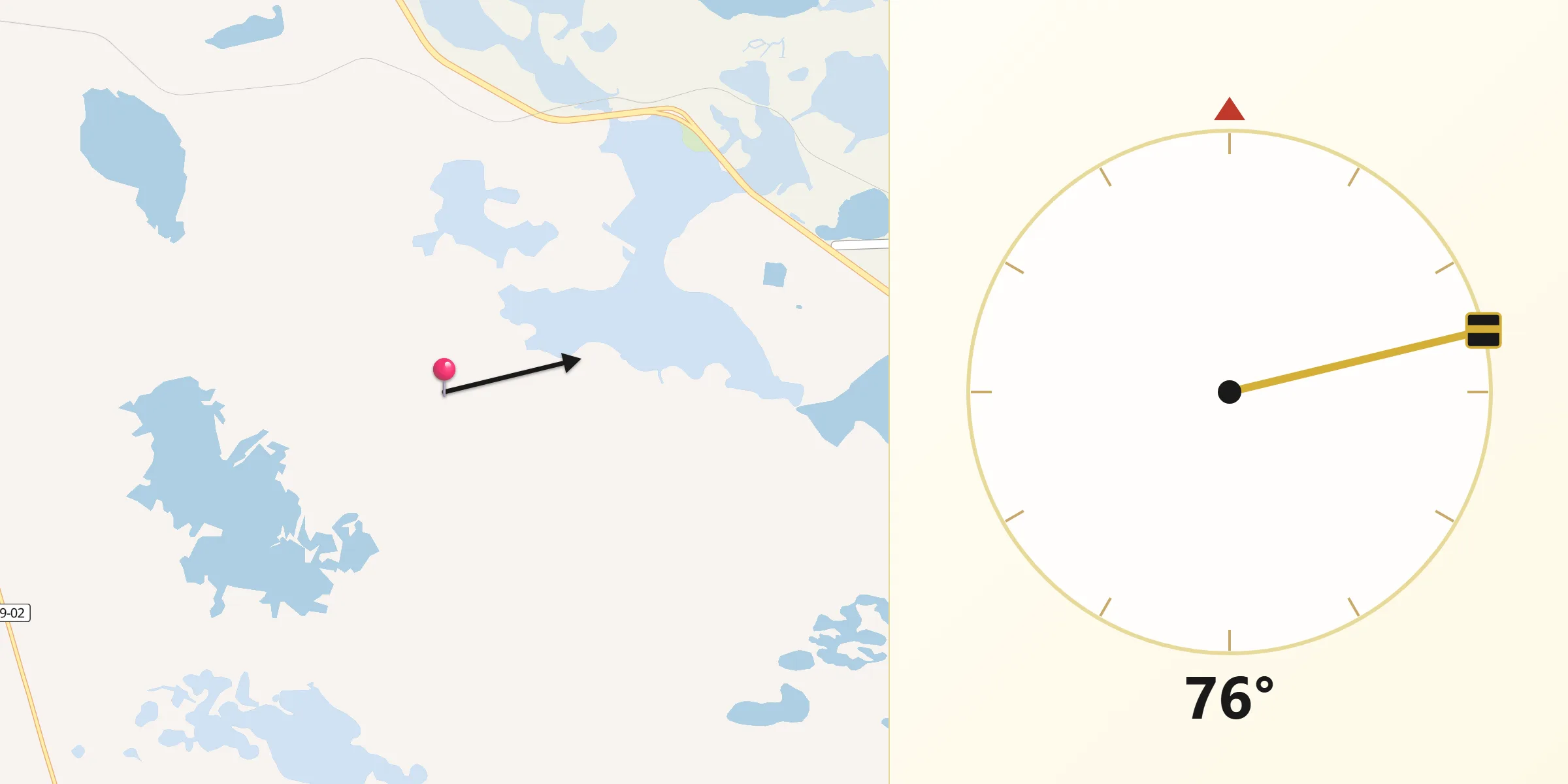 Dirección de la Qibla desde Pinamar
