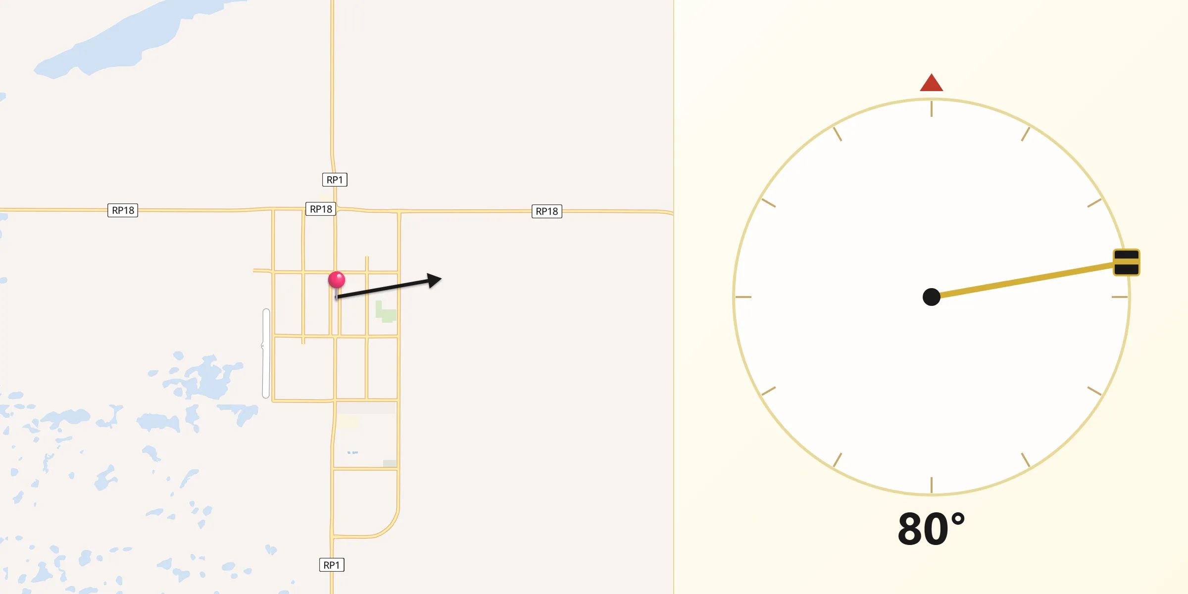 Dirección de la Qibla desde Macachín