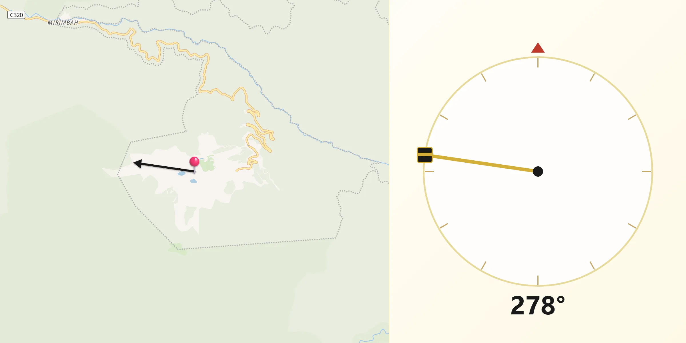 Qibla Direction from Mount Buller