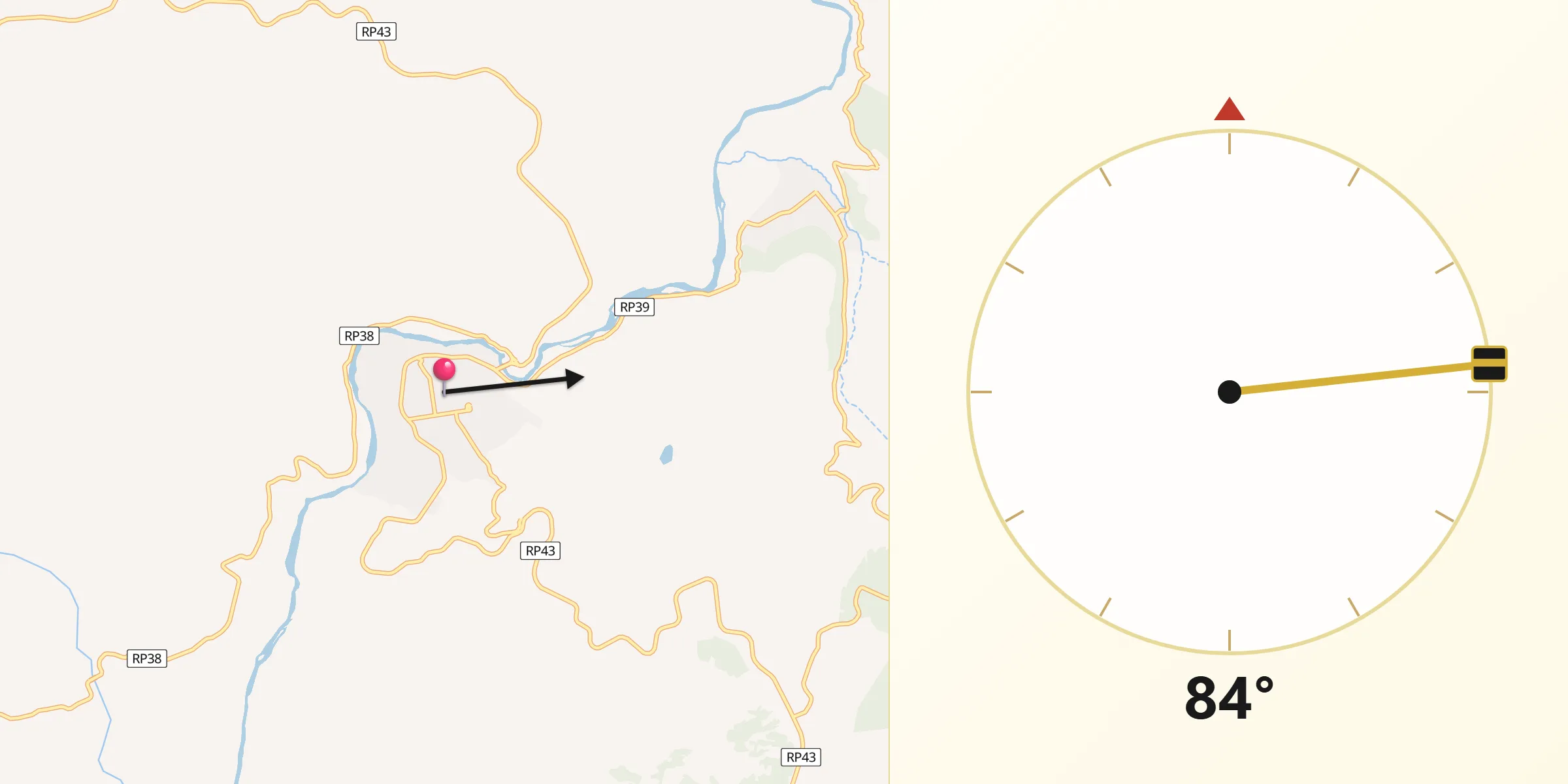 Dirección de la Qibla desde Andacollo