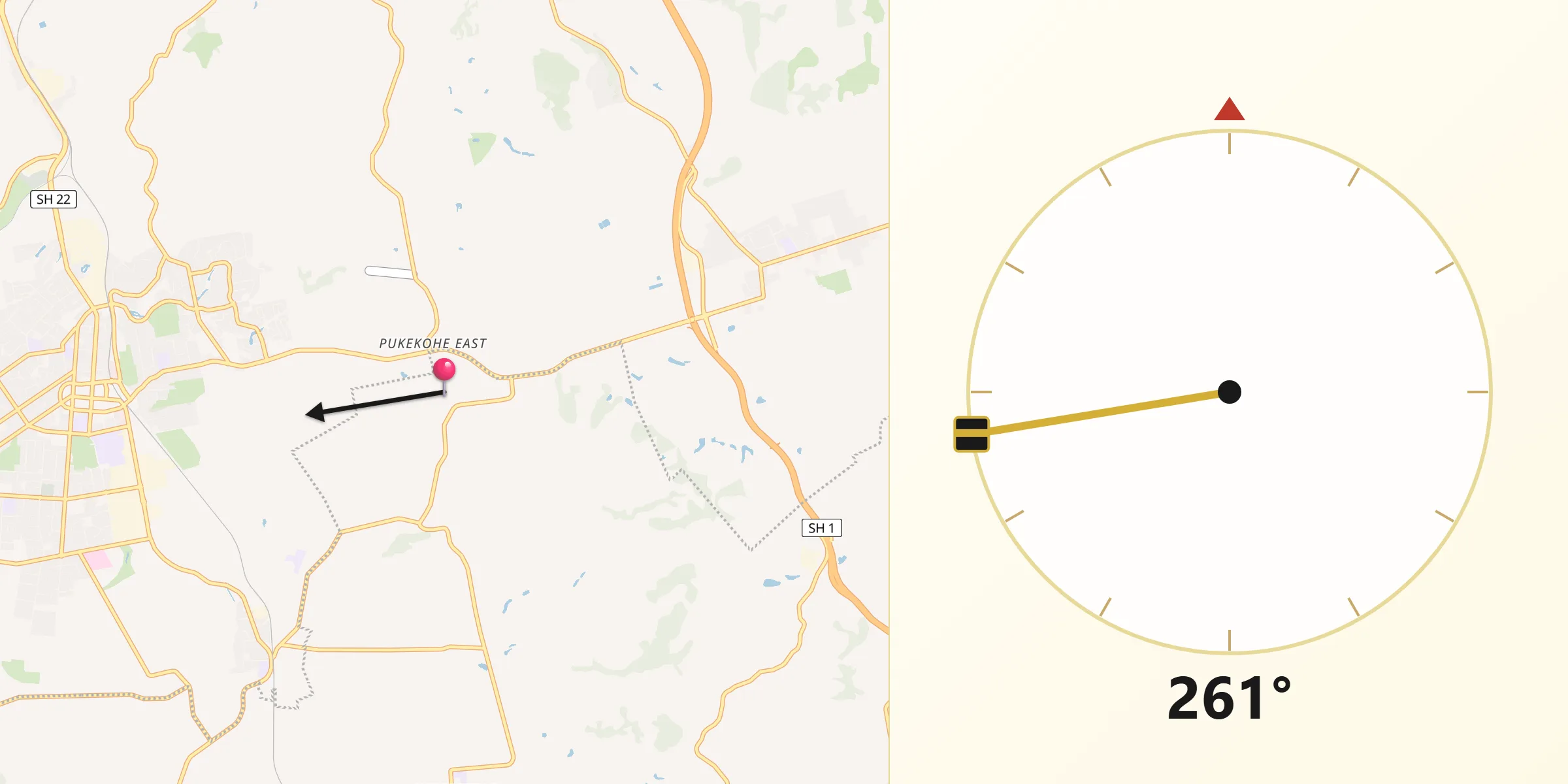 Qibla Direction from Pukekohe East