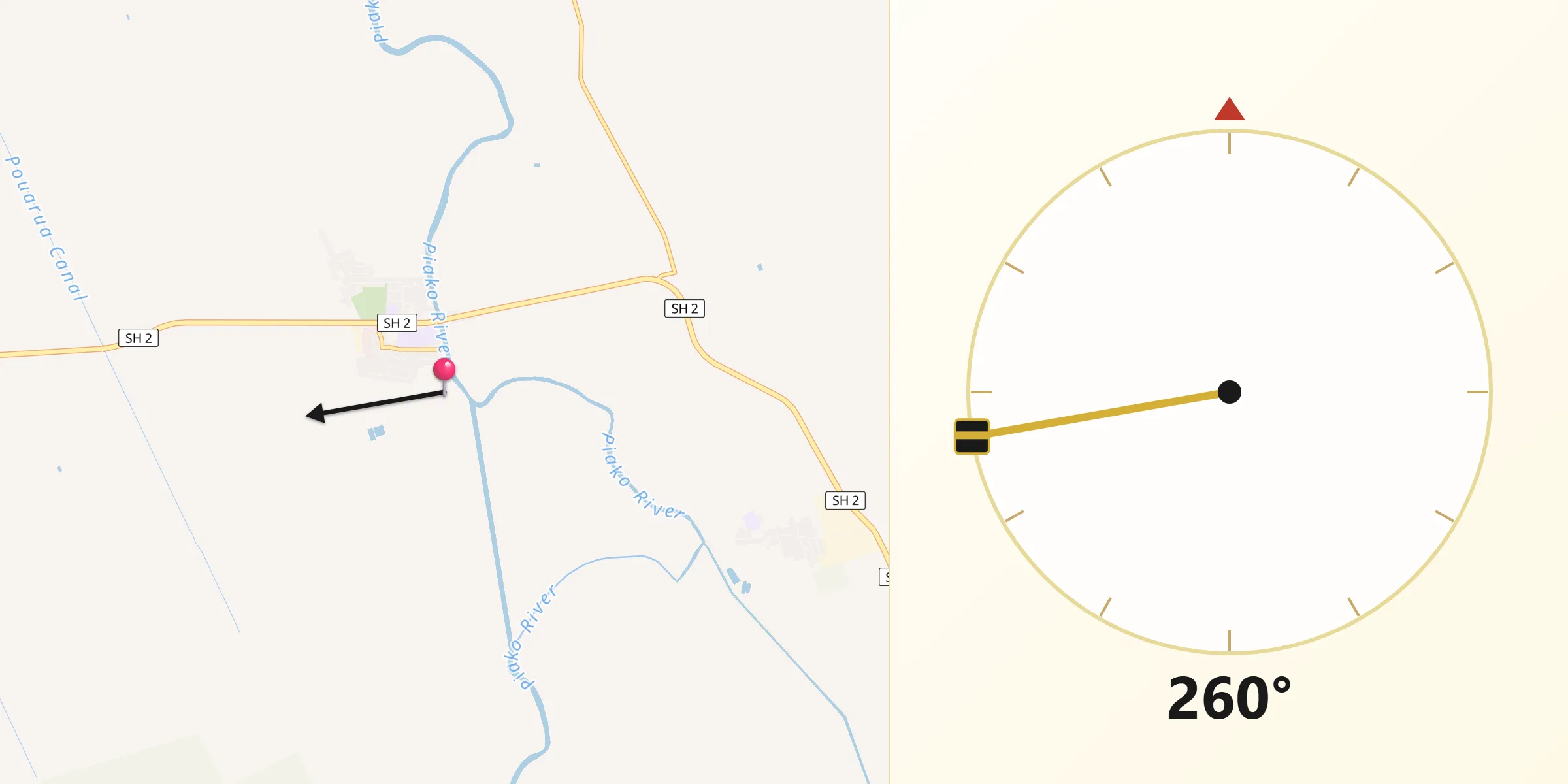 Qibla Direction from Ngatea