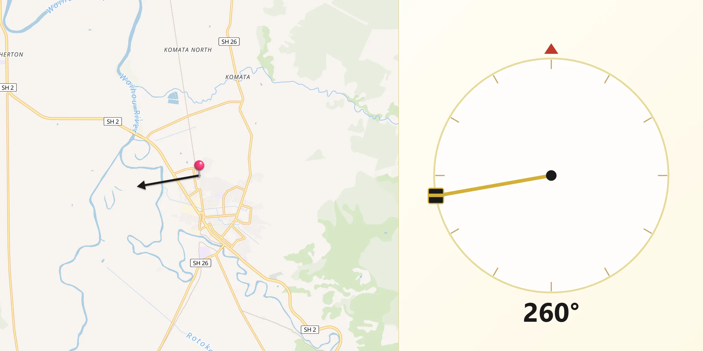 Qibla Direction from Paeroa