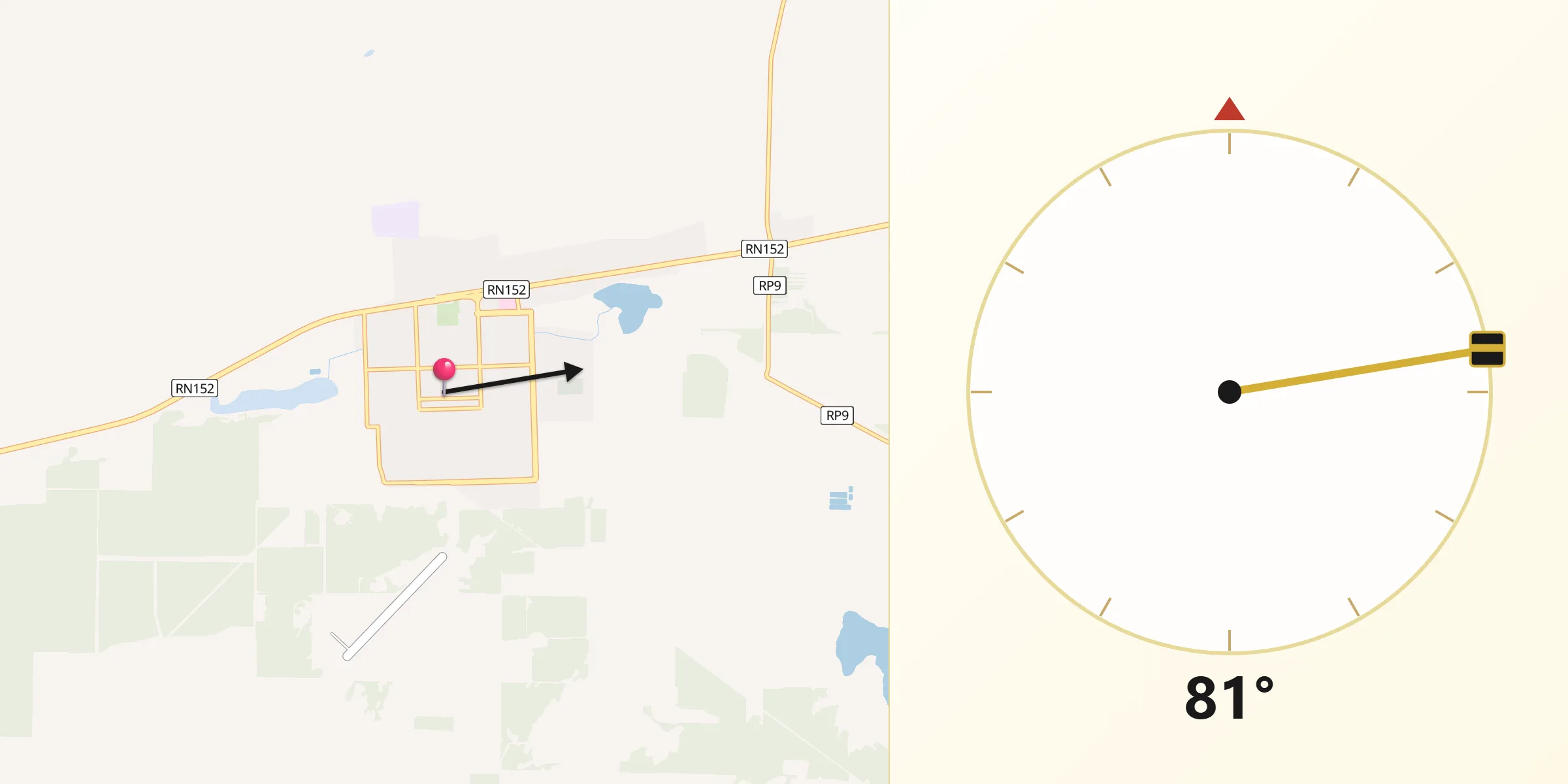 Dirección de la Qibla desde General Acha