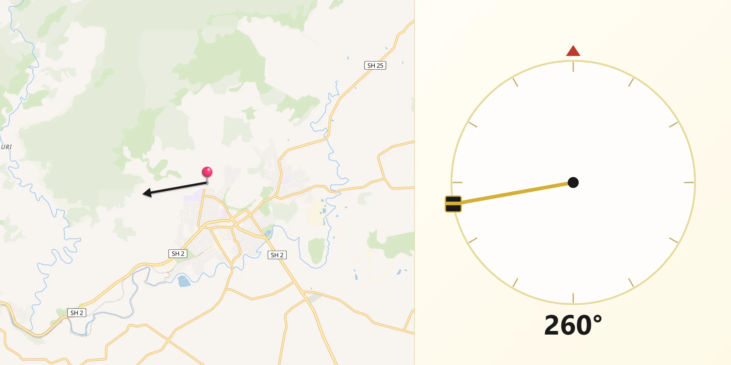 Qibla Direction from Waihi