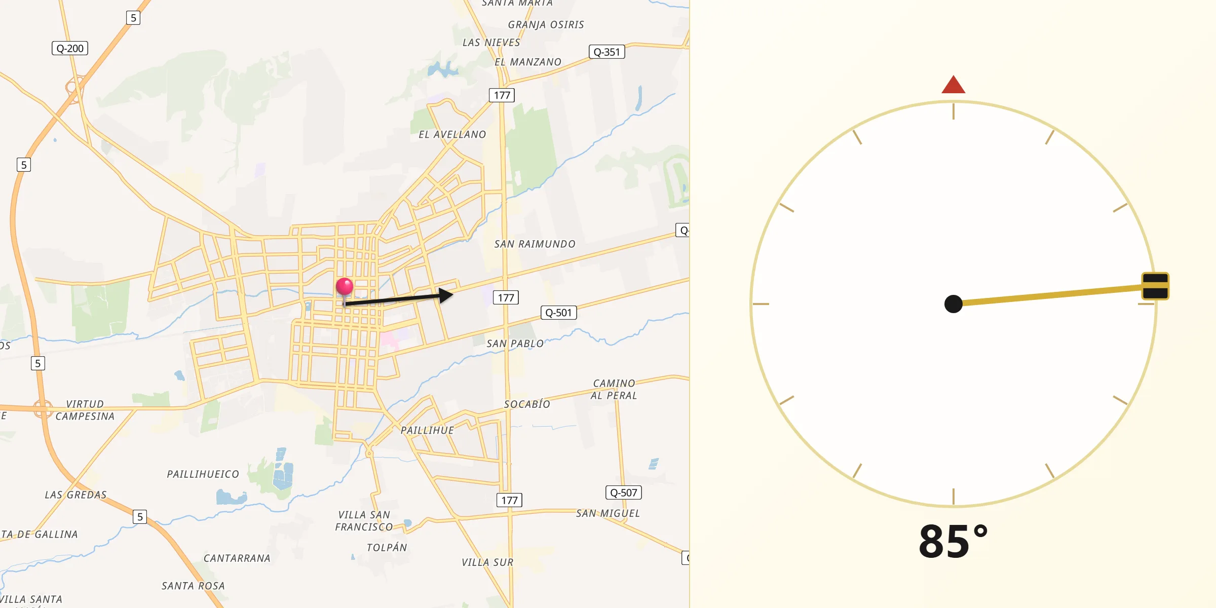 Dirección de la Qibla desde Los Ángeles