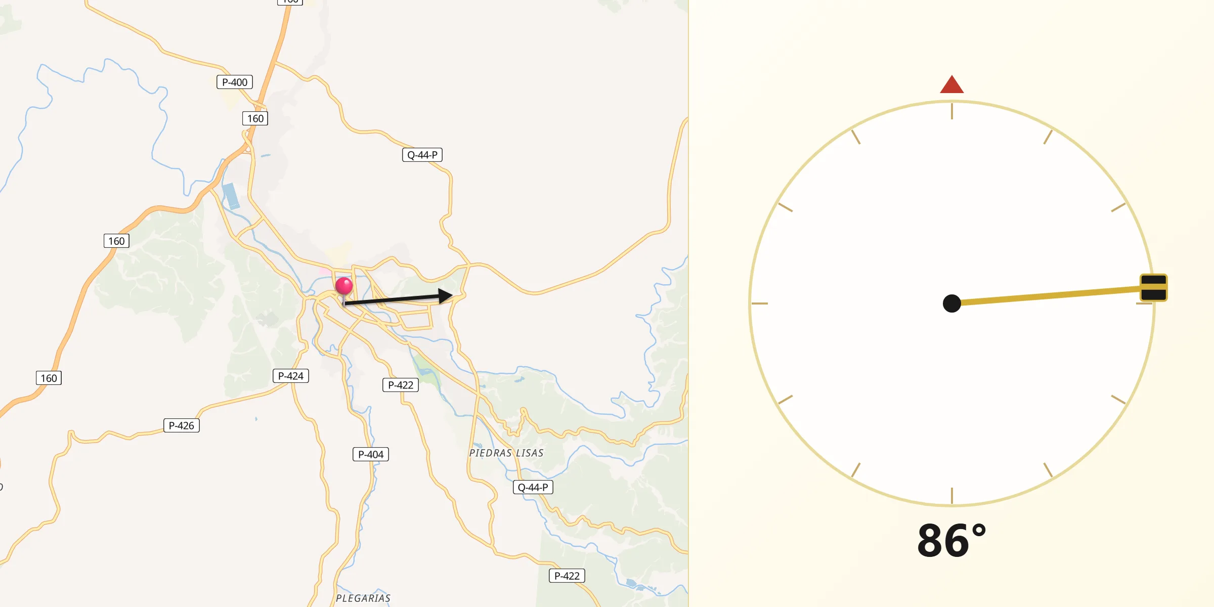 Dirección de la Qibla desde Curanilahue