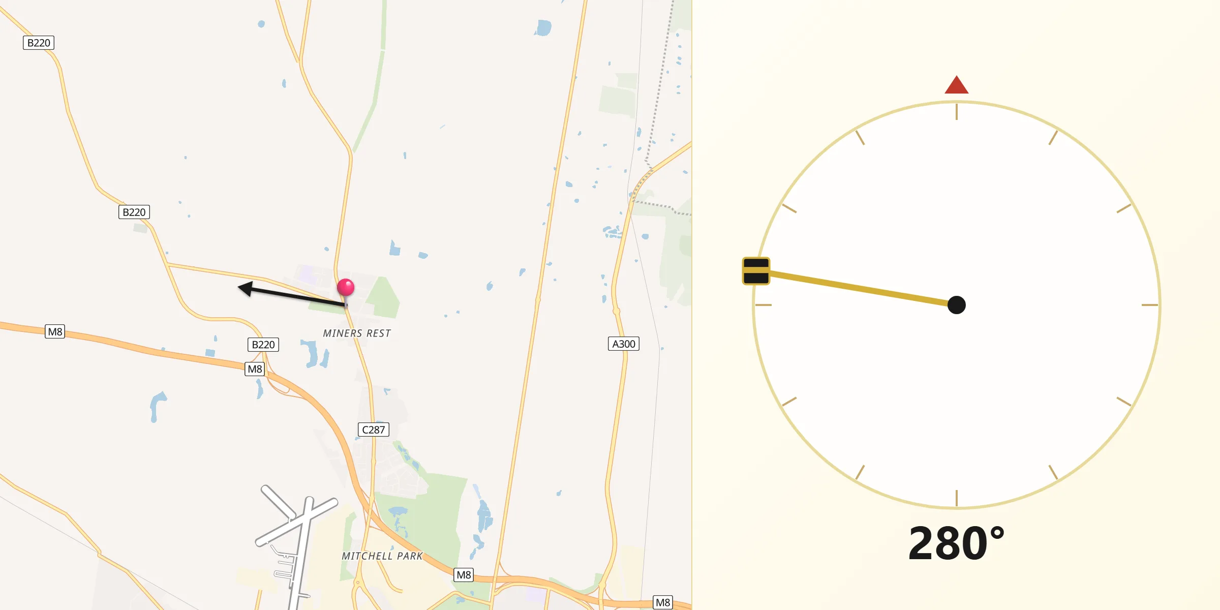 Qibla Direction from Miners Rest