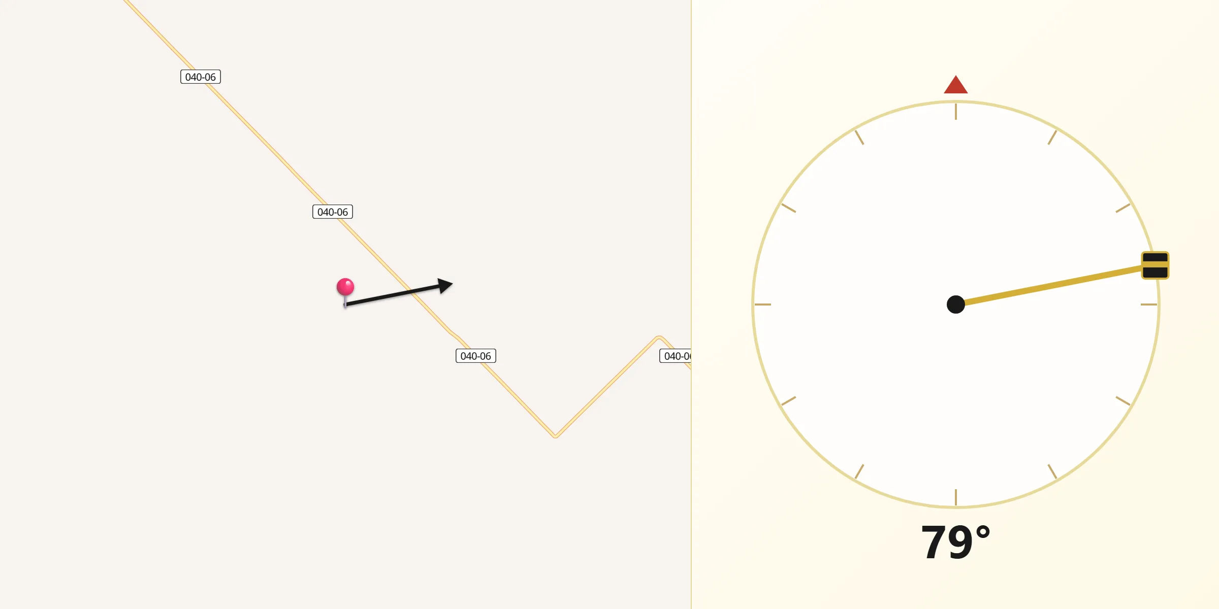 Dirección de la Qibla desde Laprida