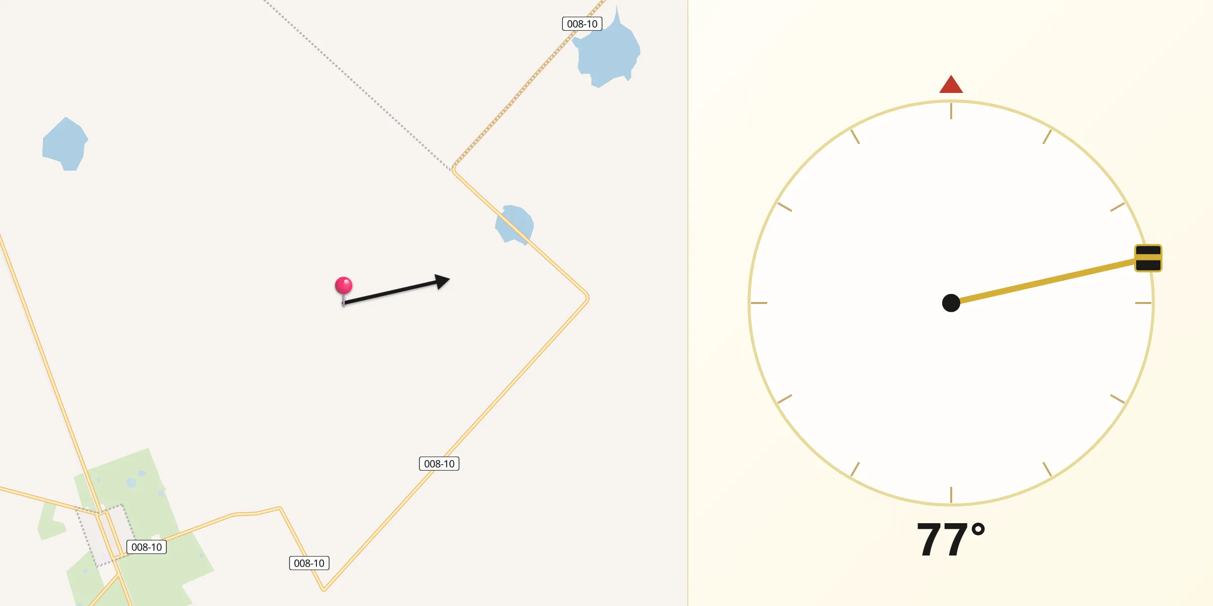 Dirección de la Qibla desde Mar Chiquita
