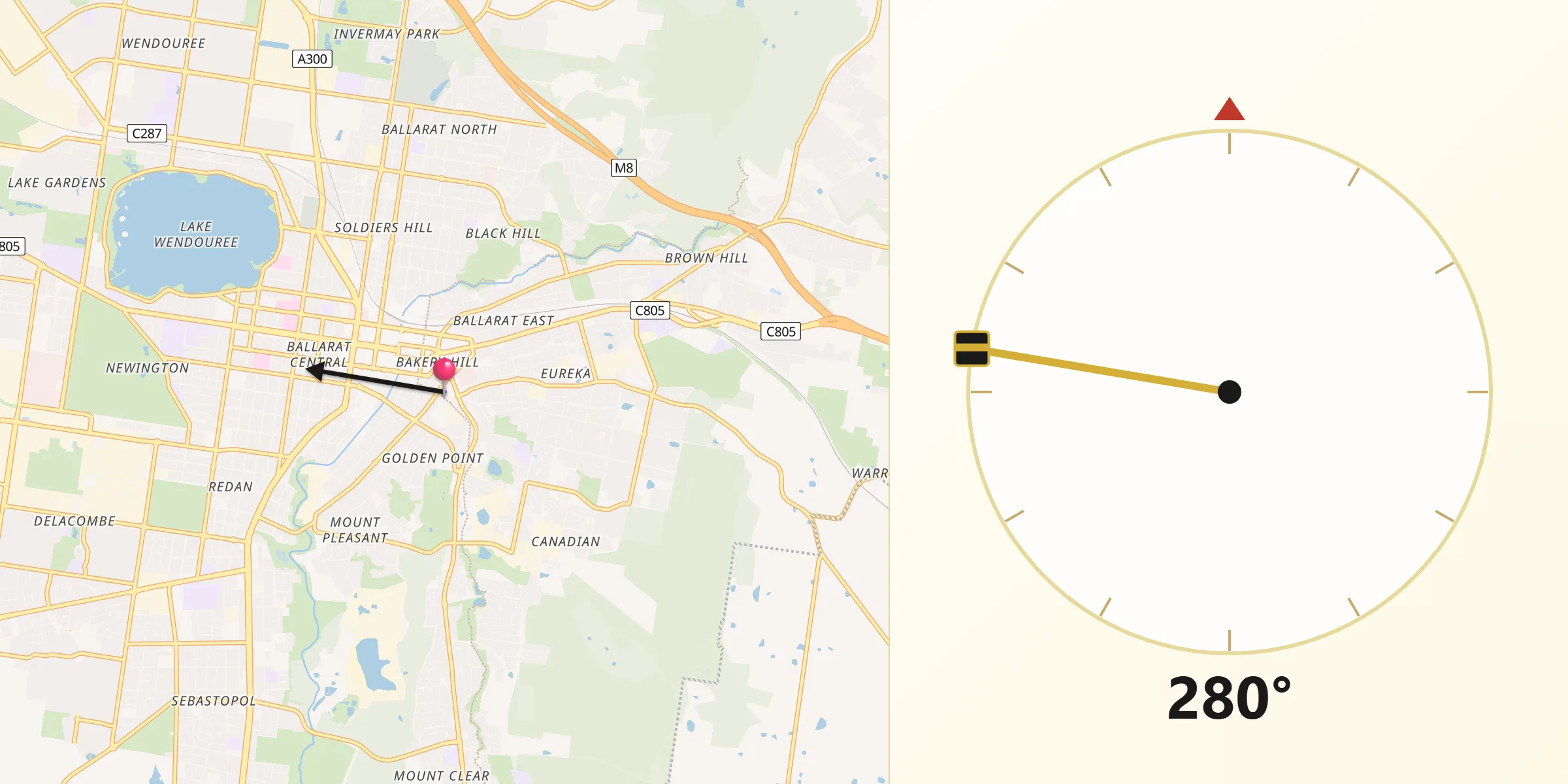 Qibla Direction from Ballarat East