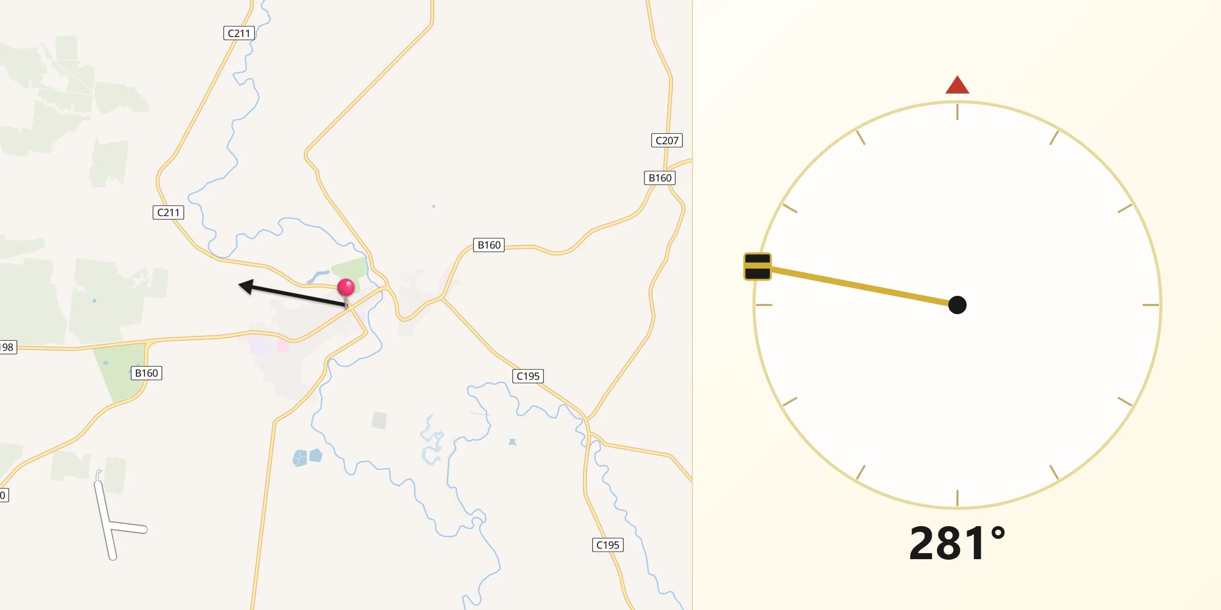 Qibla Direction from Casterton
