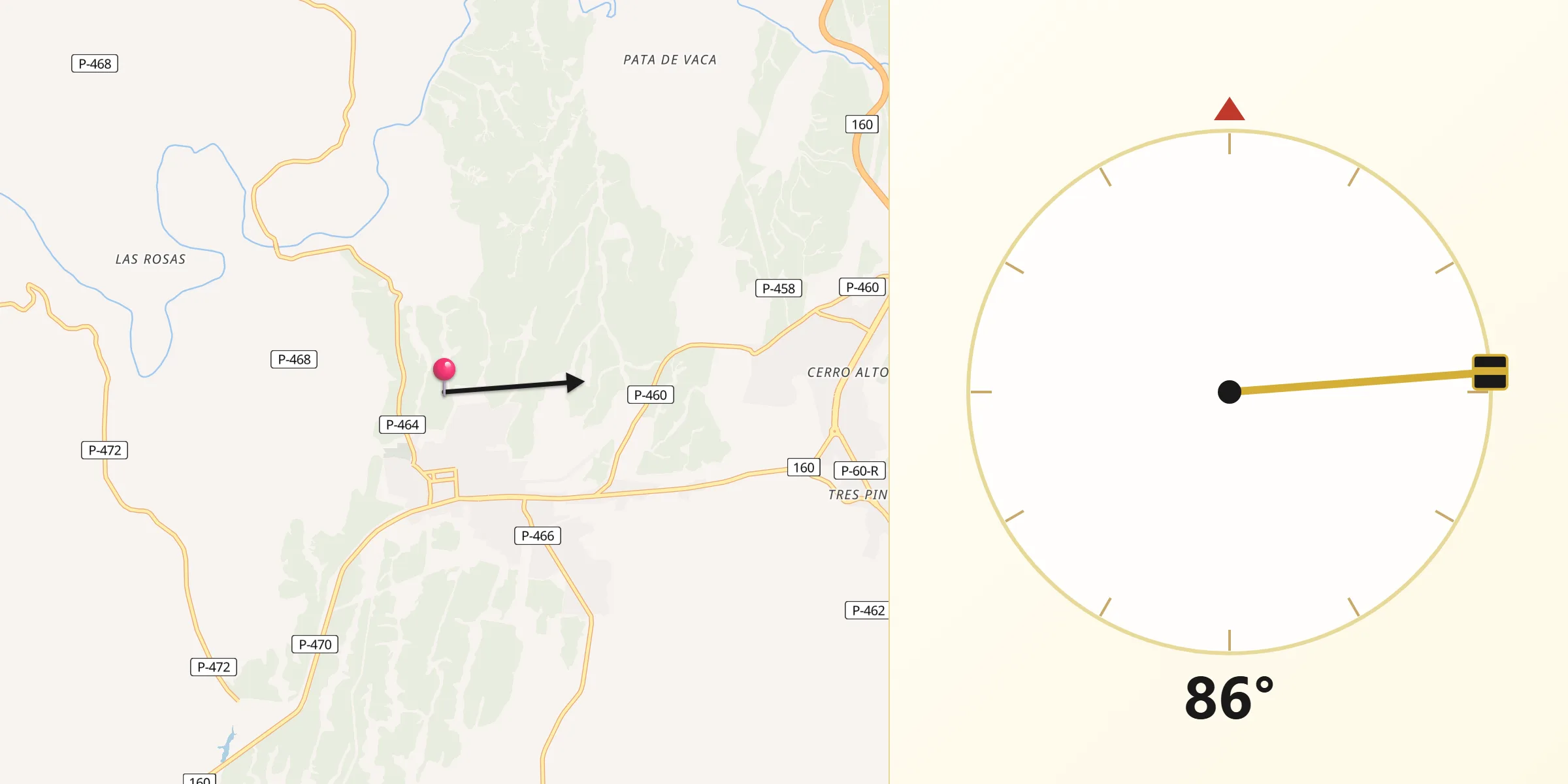 Dirección de la Qibla desde Los Álamos