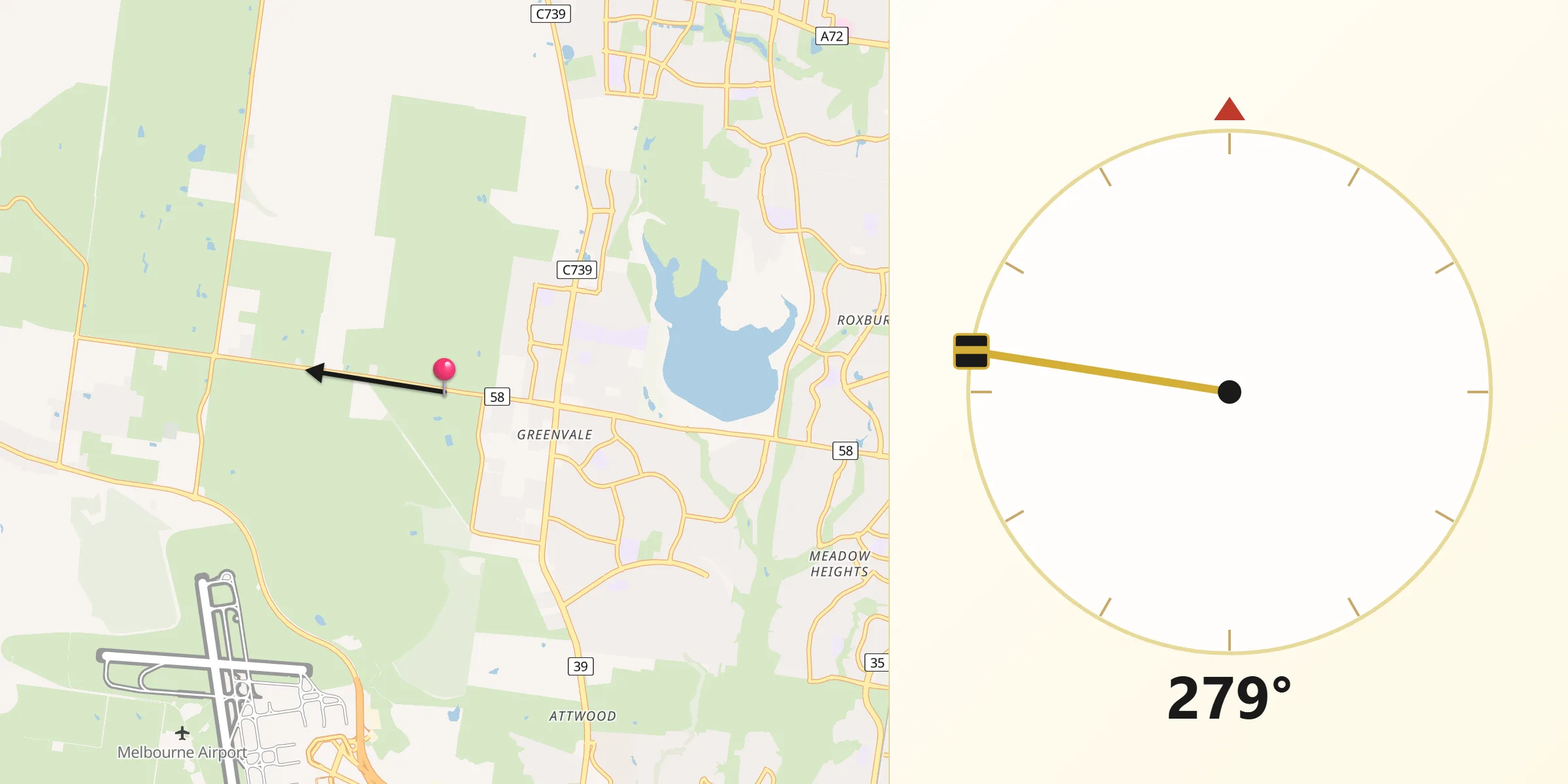 Qibla Direction from Greenvale
