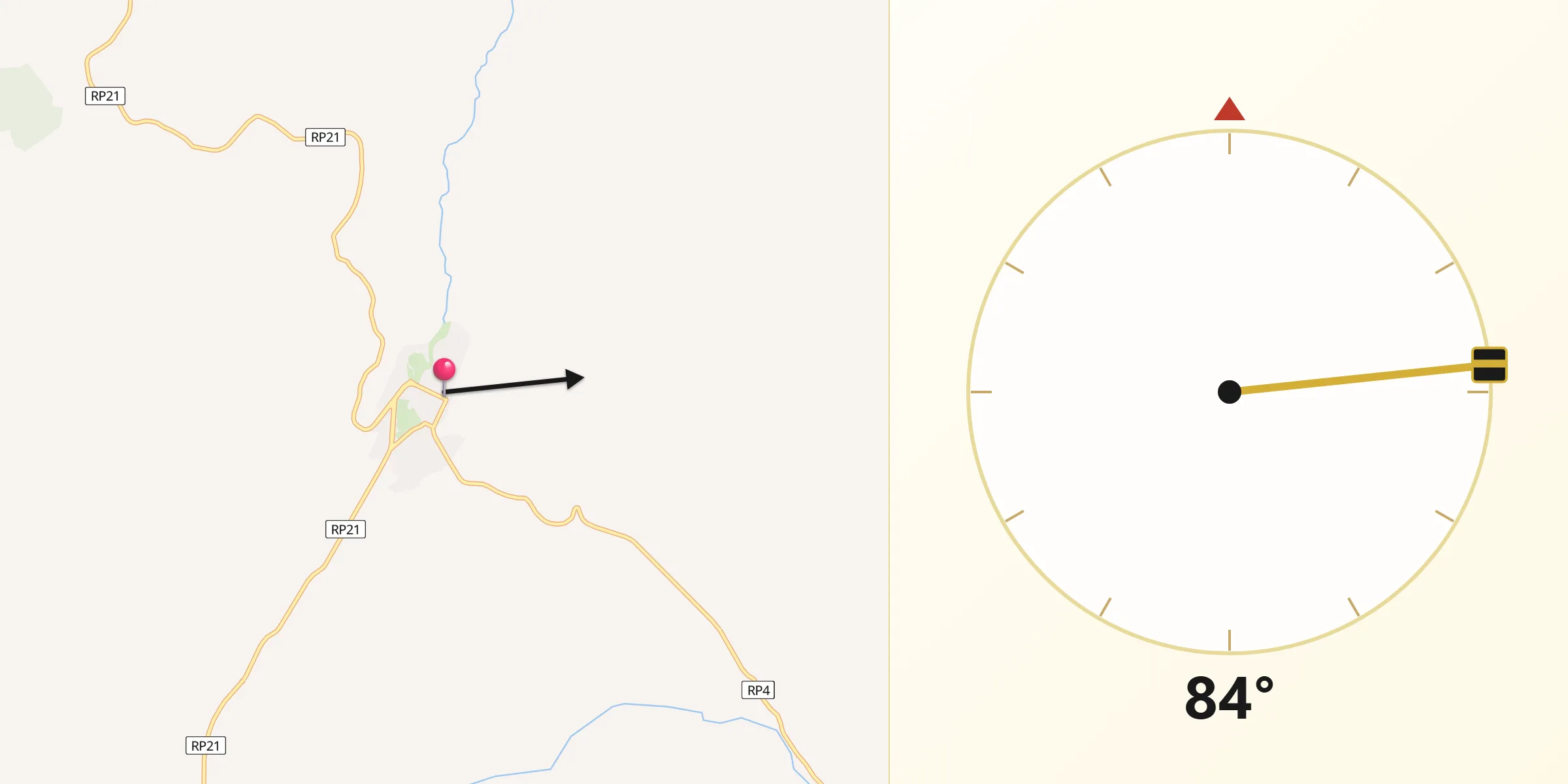 Dirección de la Qibla desde El Huecú