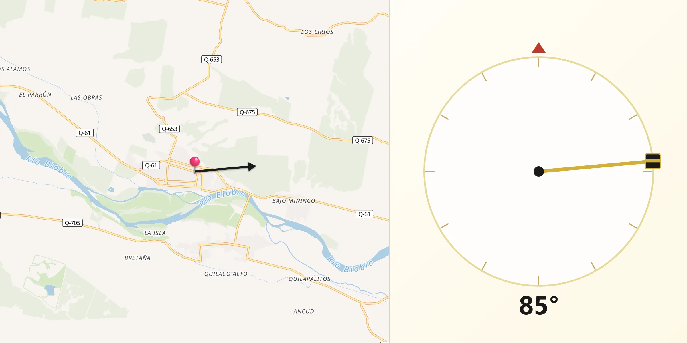 Dirección de la Qibla desde Santa Bárbara