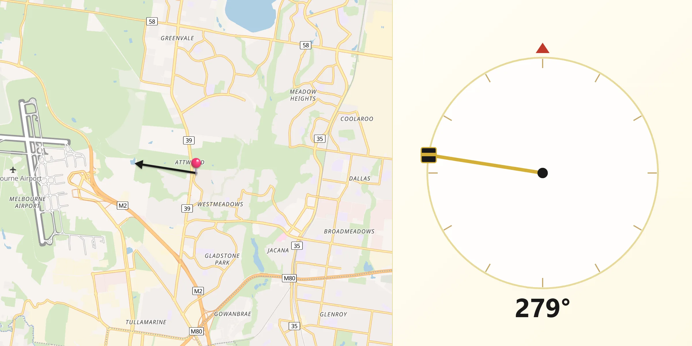 Qibla Direction from Attwood