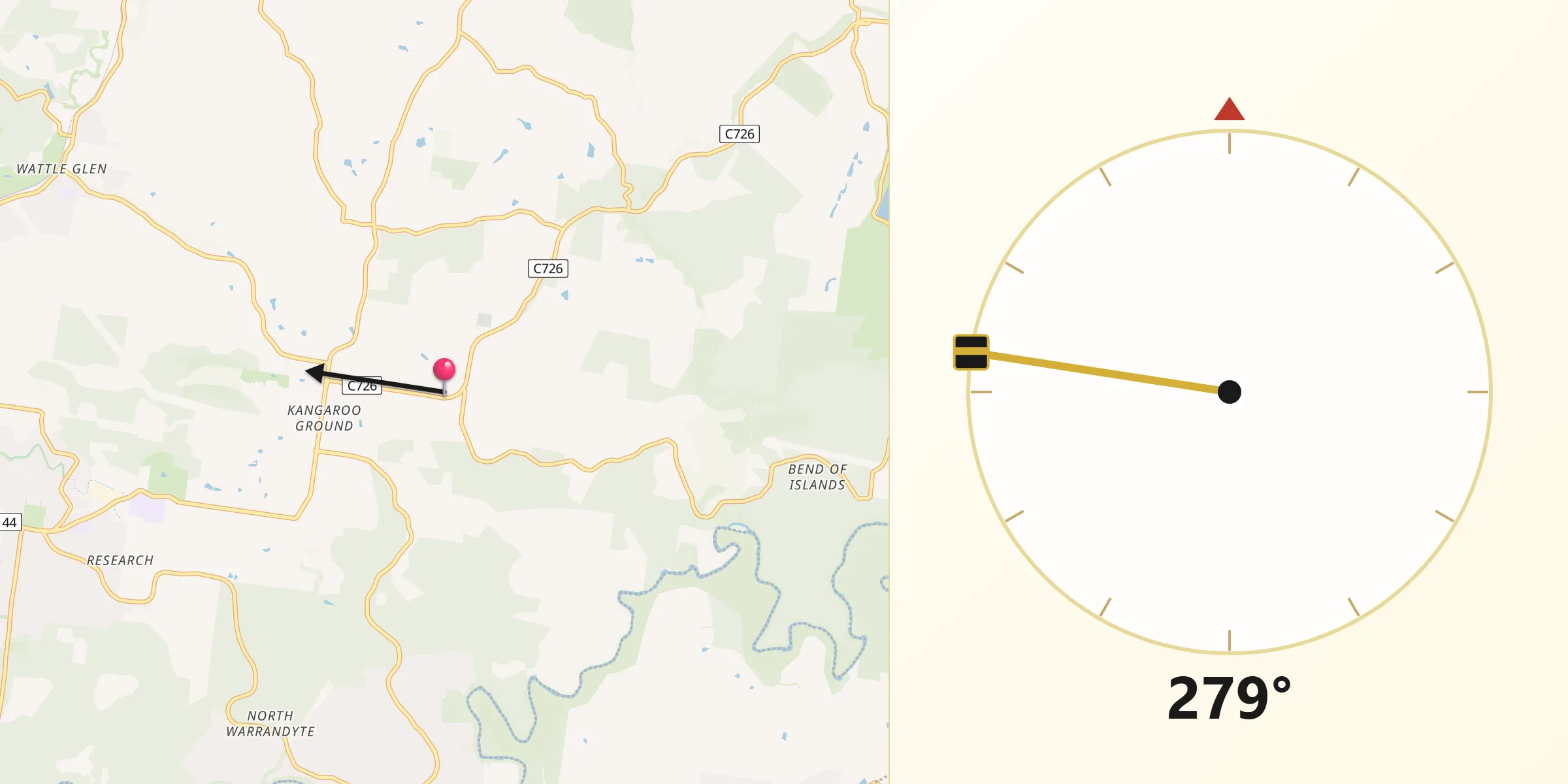 Qibla Direction from Kangaroo Ground