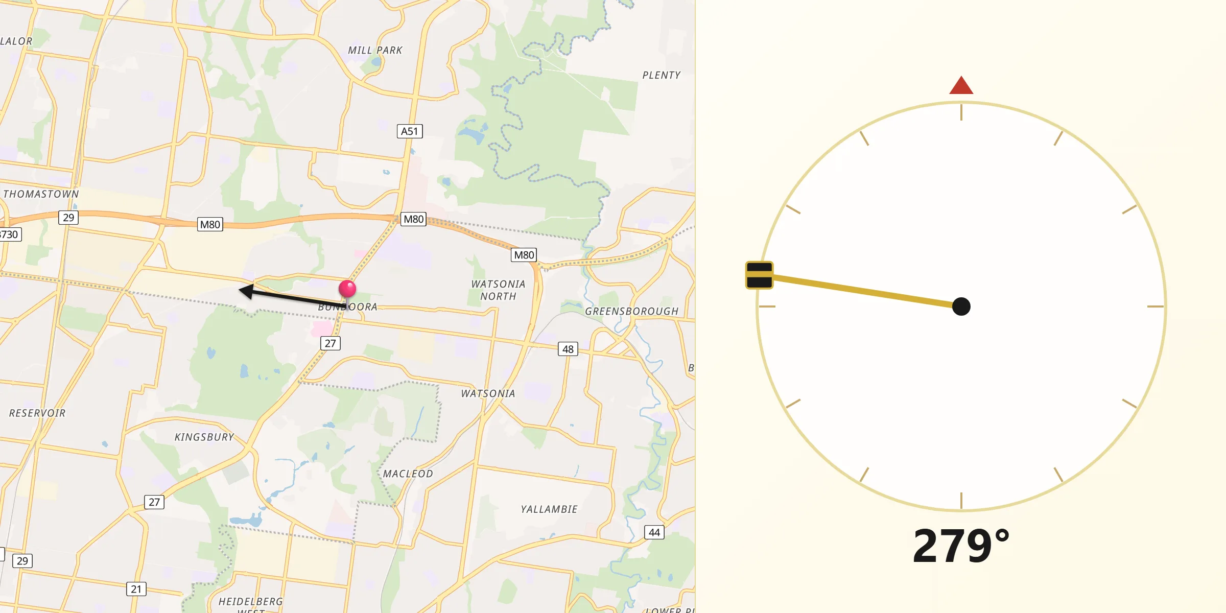 Qibla Direction from Bundoora