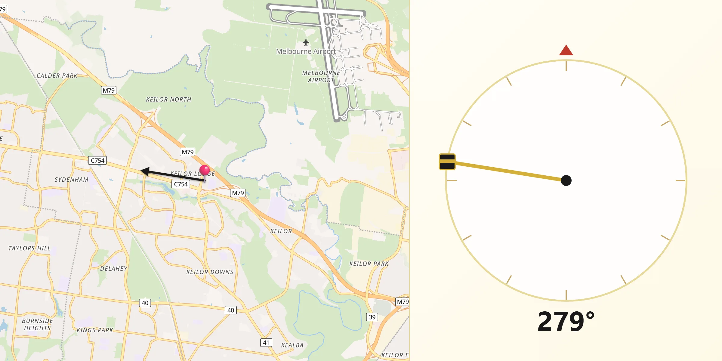 Qibla Direction from Keilor Lodge