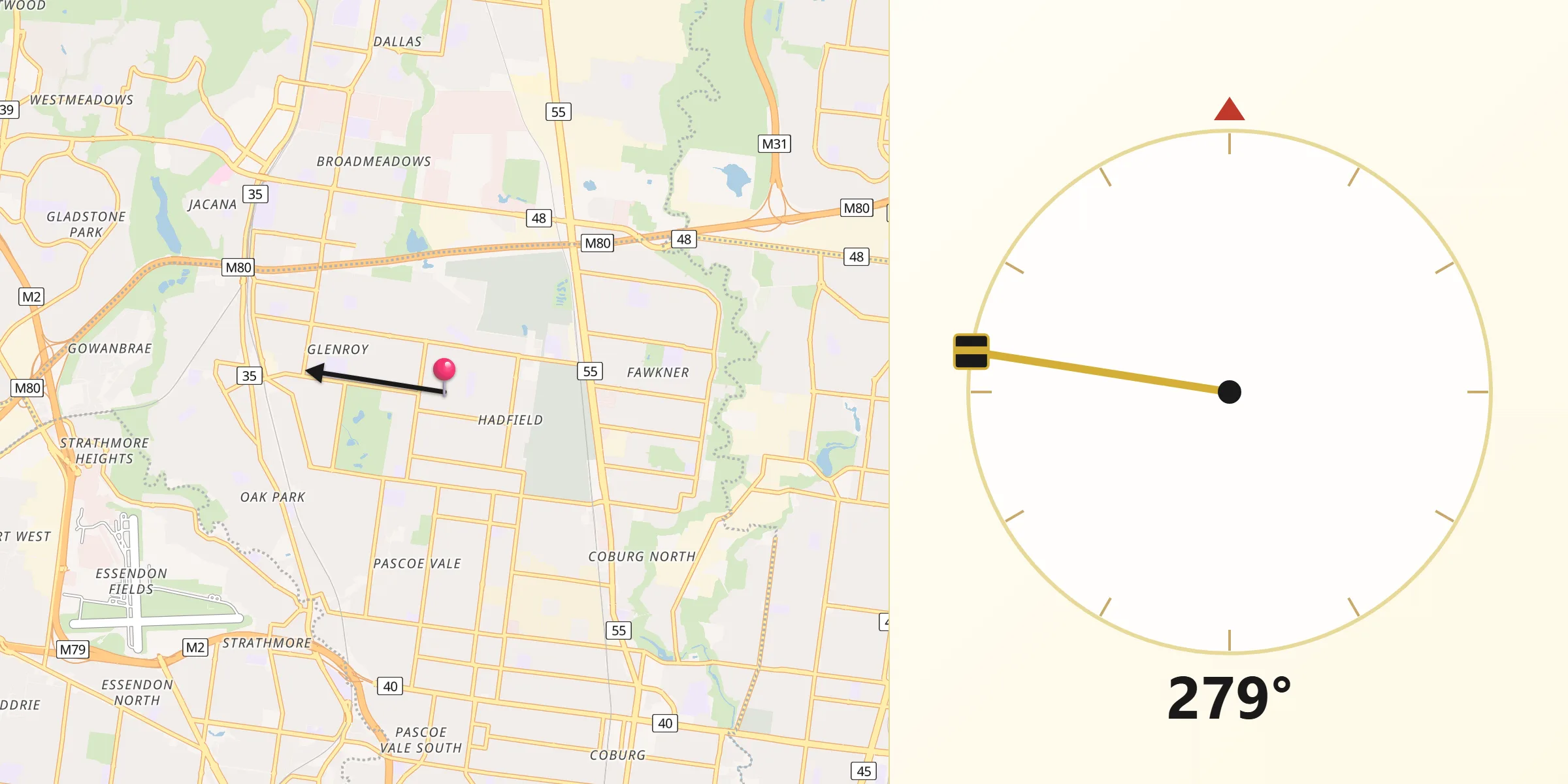 Qibla Direction from Hadfield