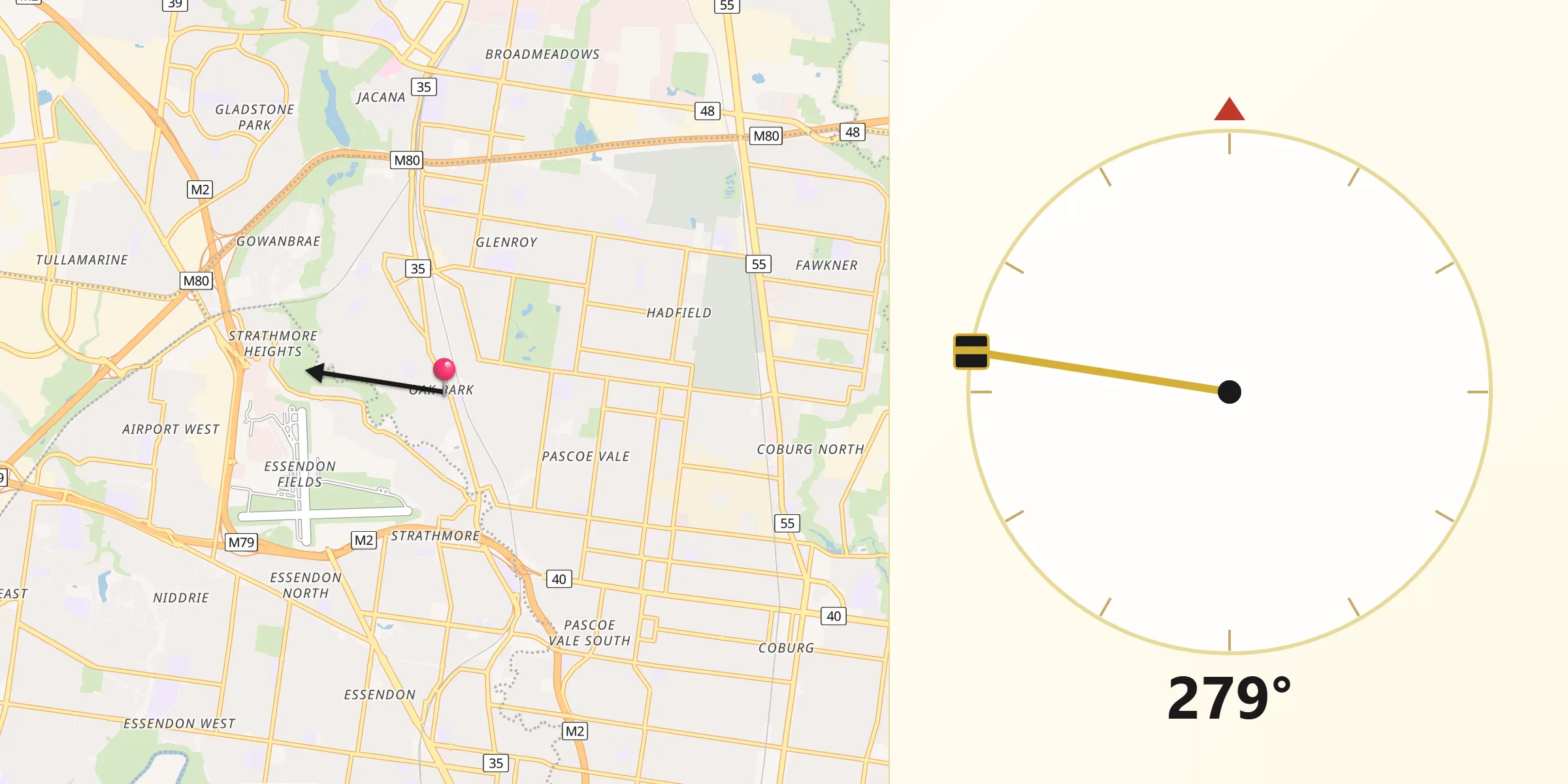 Qibla Direction from Oak Park