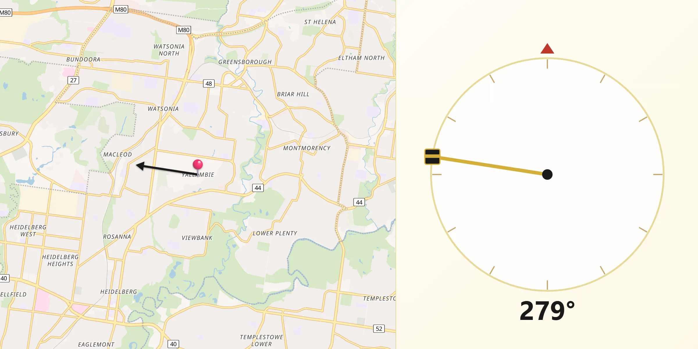 Qibla Direction from Yallambie