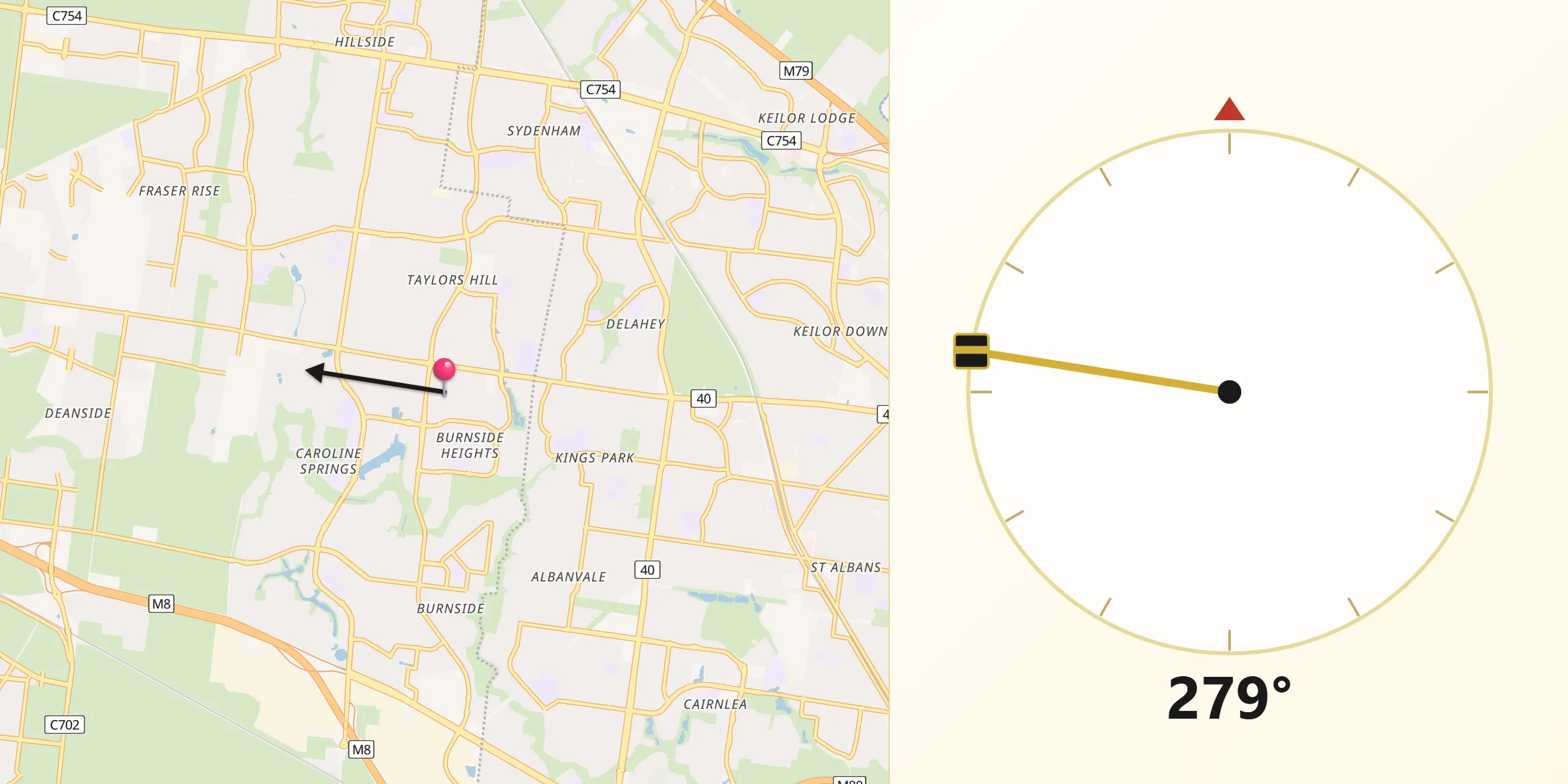 Qibla Direction from Burnside Heights