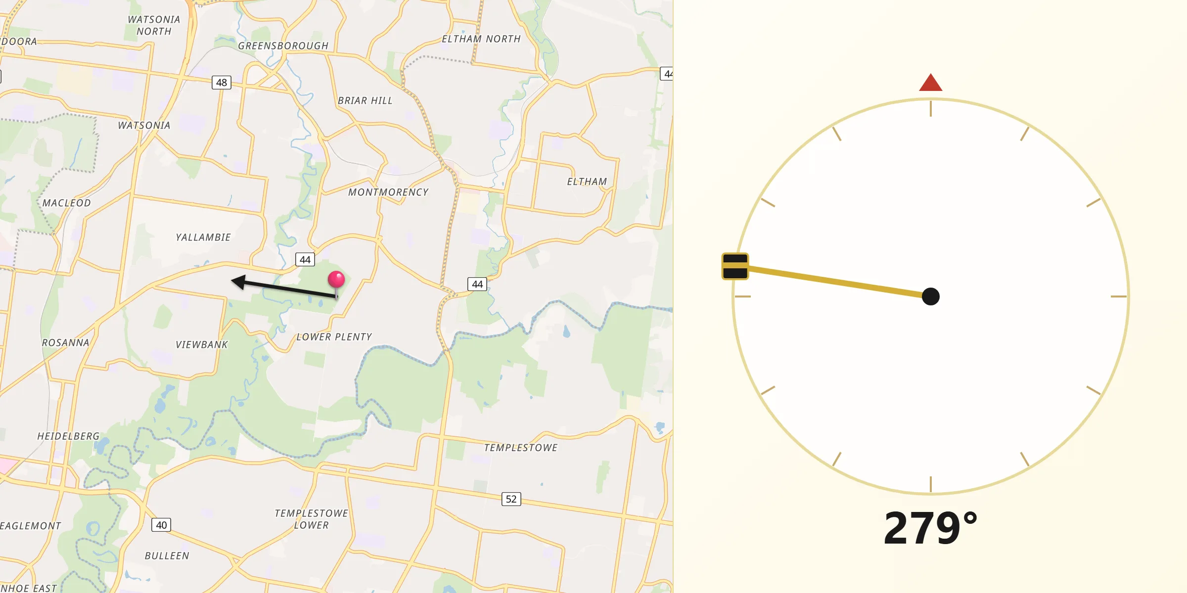 Qibla Direction from Lower Plenty