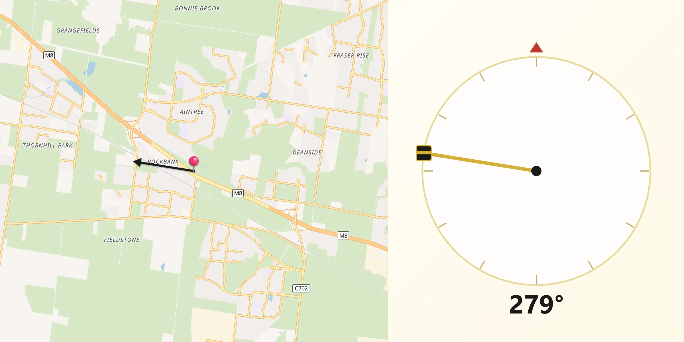 Qibla Direction from Rockbank