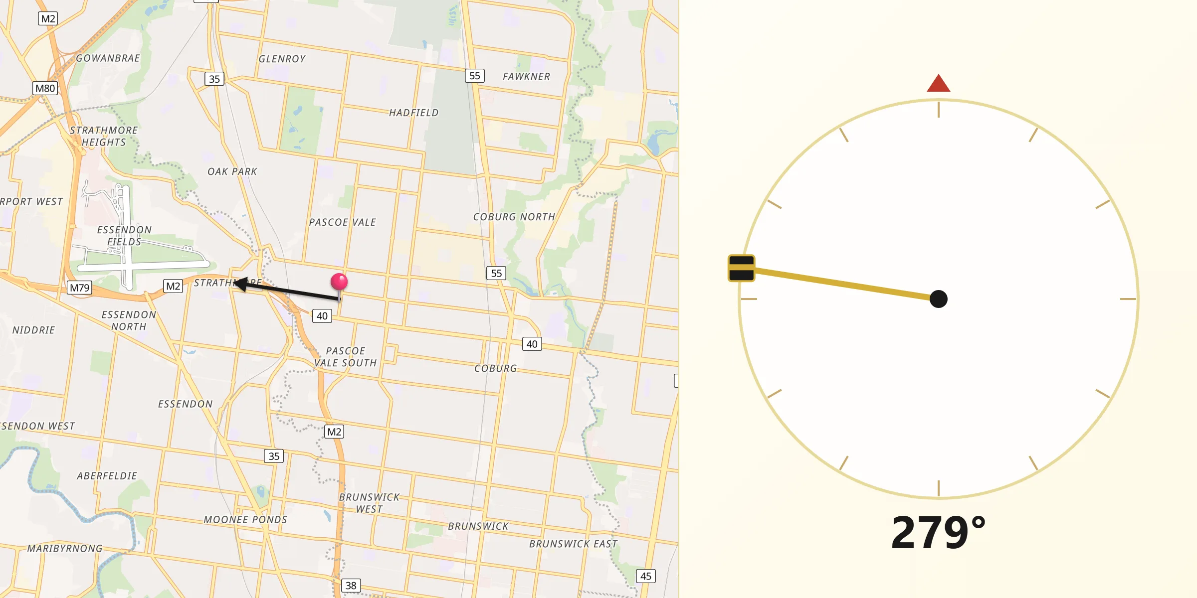 Qibla Direction from Moreland