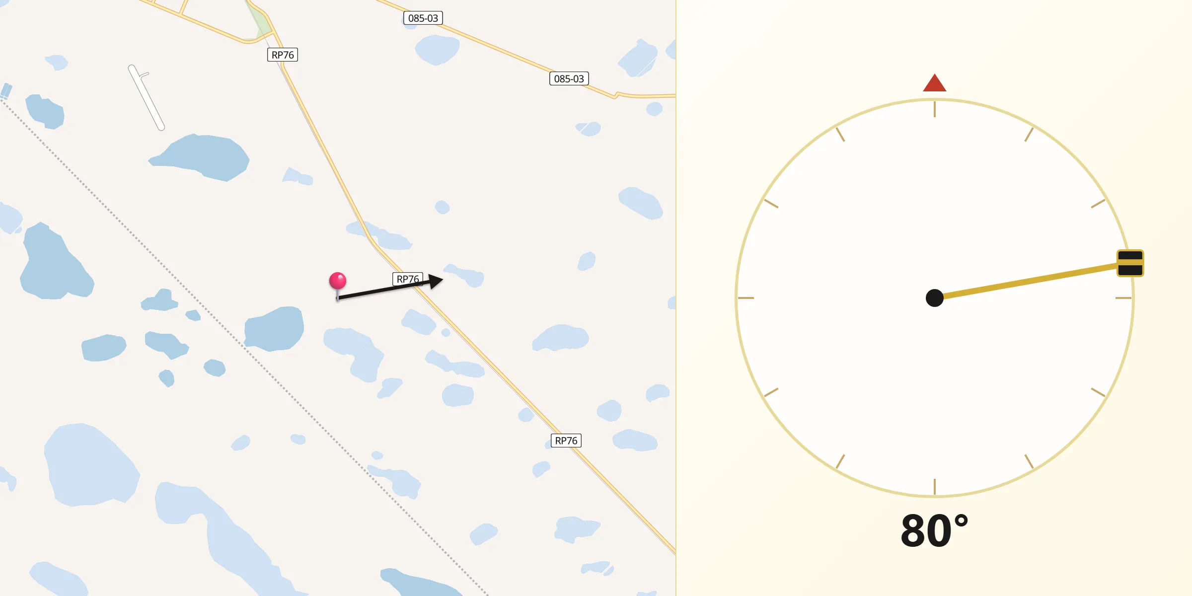 Dirección de la Qibla desde Saavedra