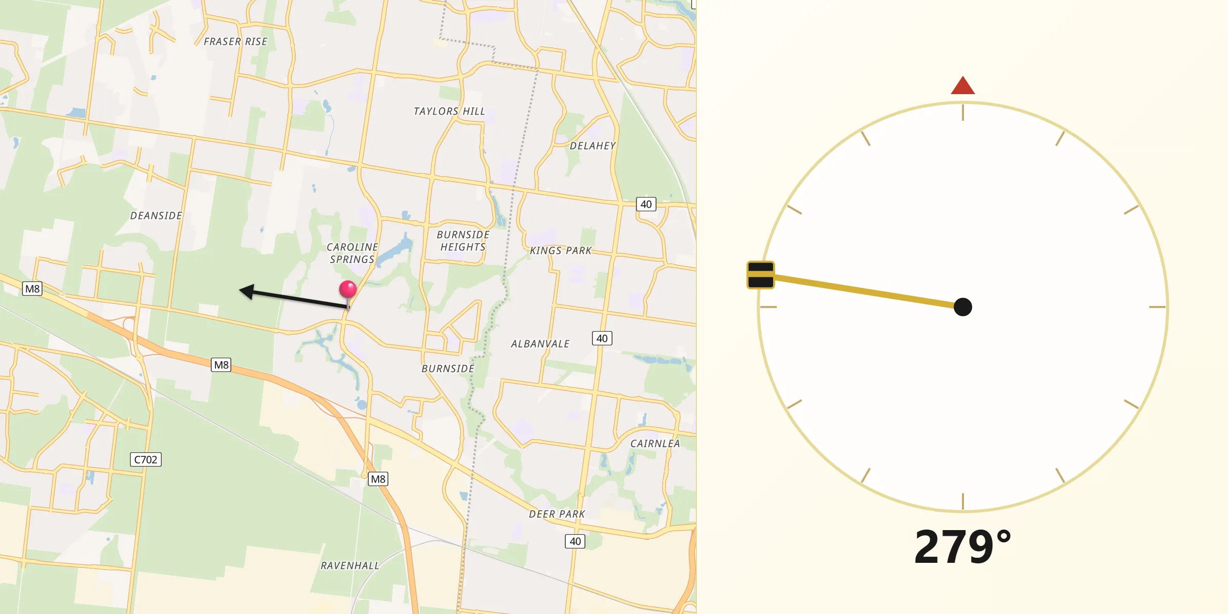 Qibla Direction from Caroline Springs