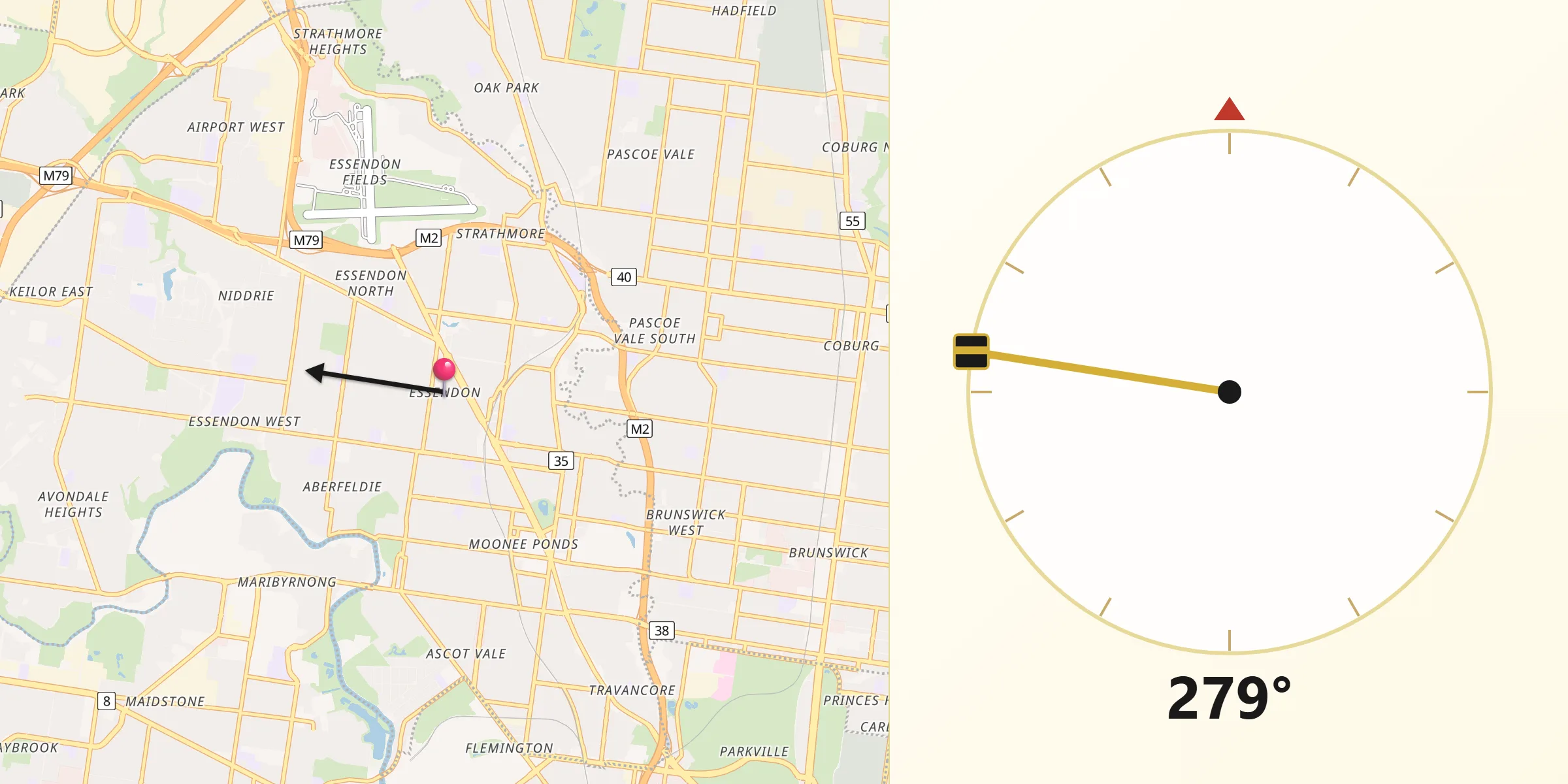 Qibla Direction from Essendon
