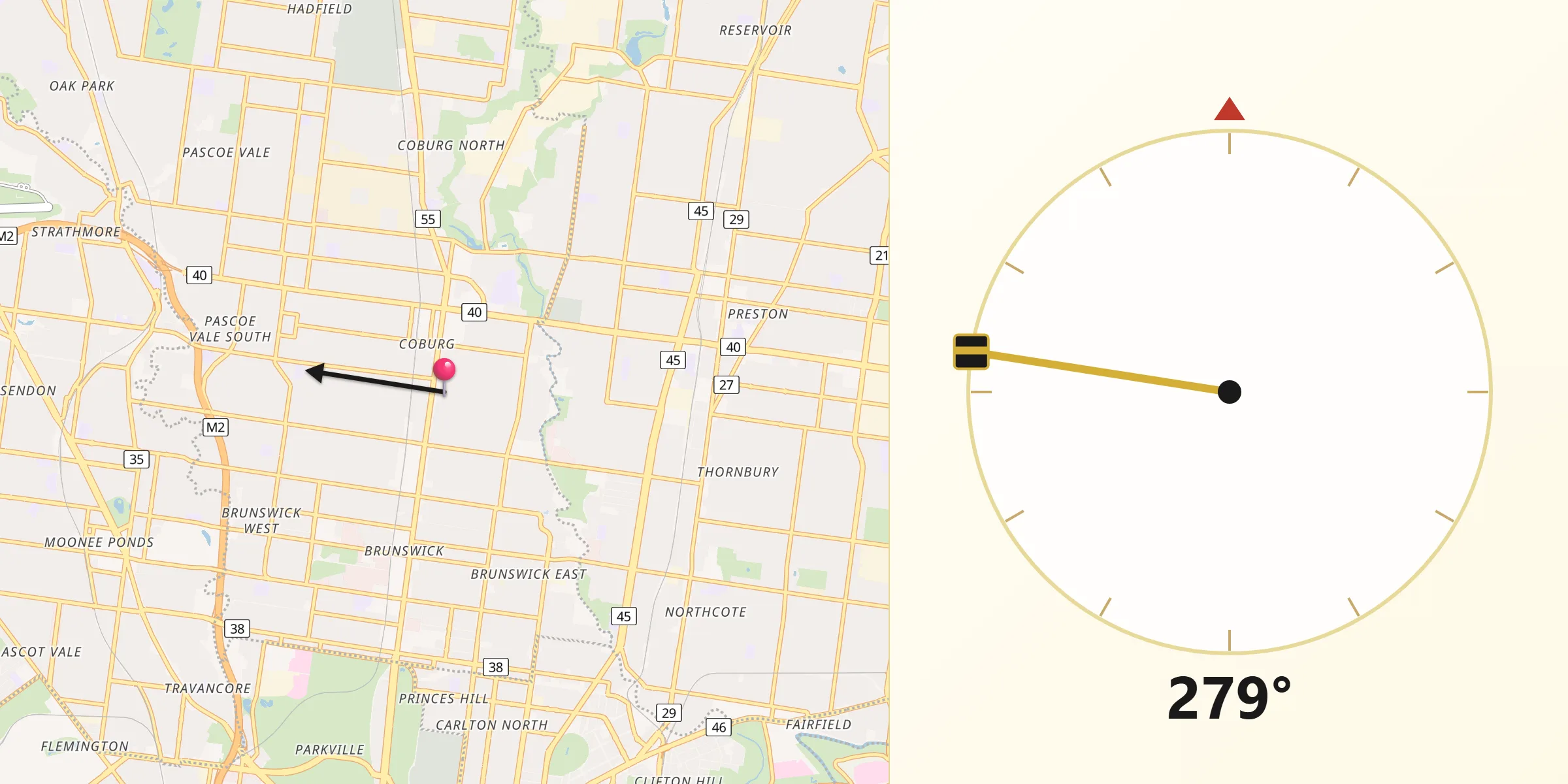 Qibla Direction from Coburg