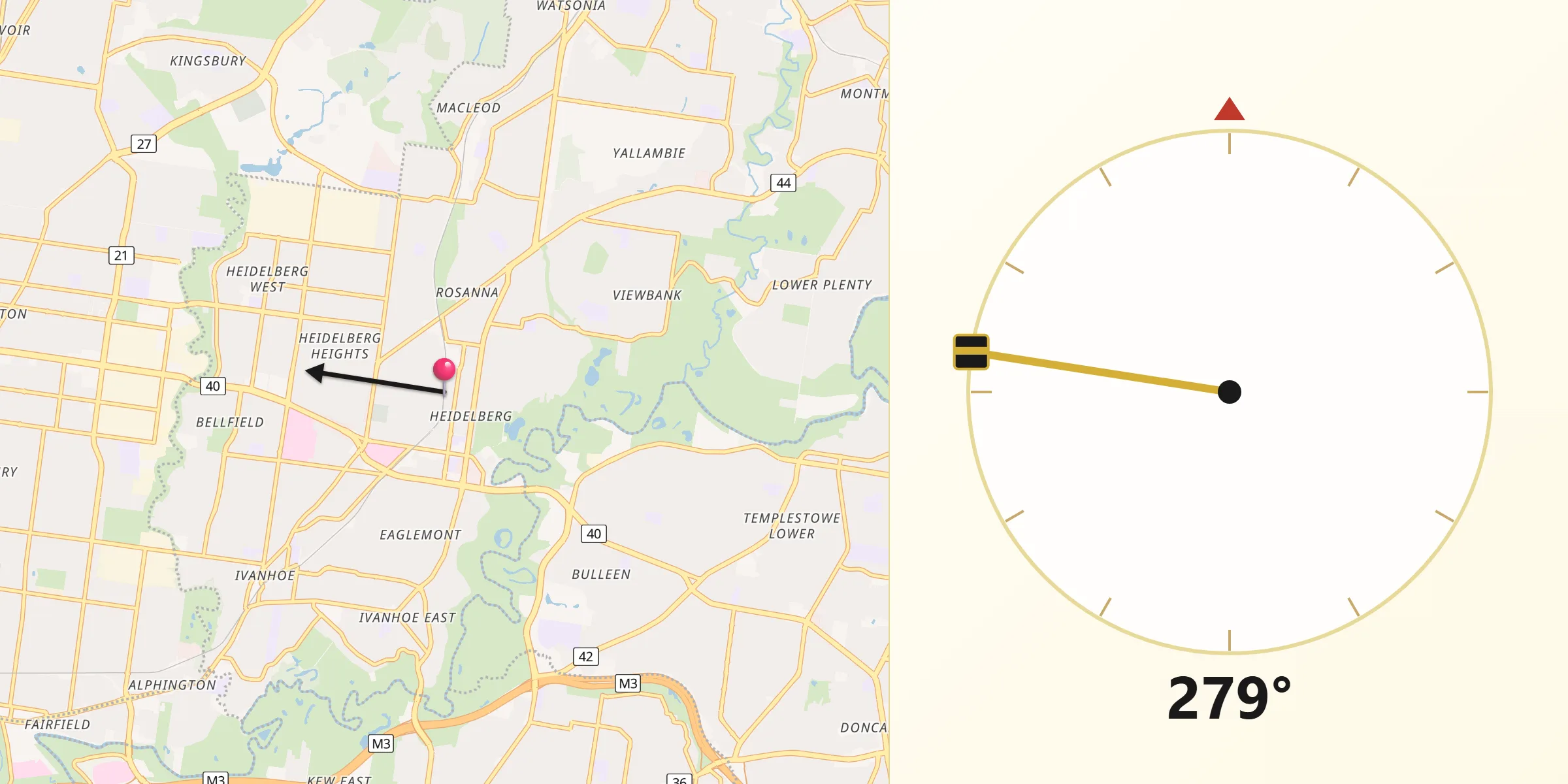 Qibla Direction from Heidelberg