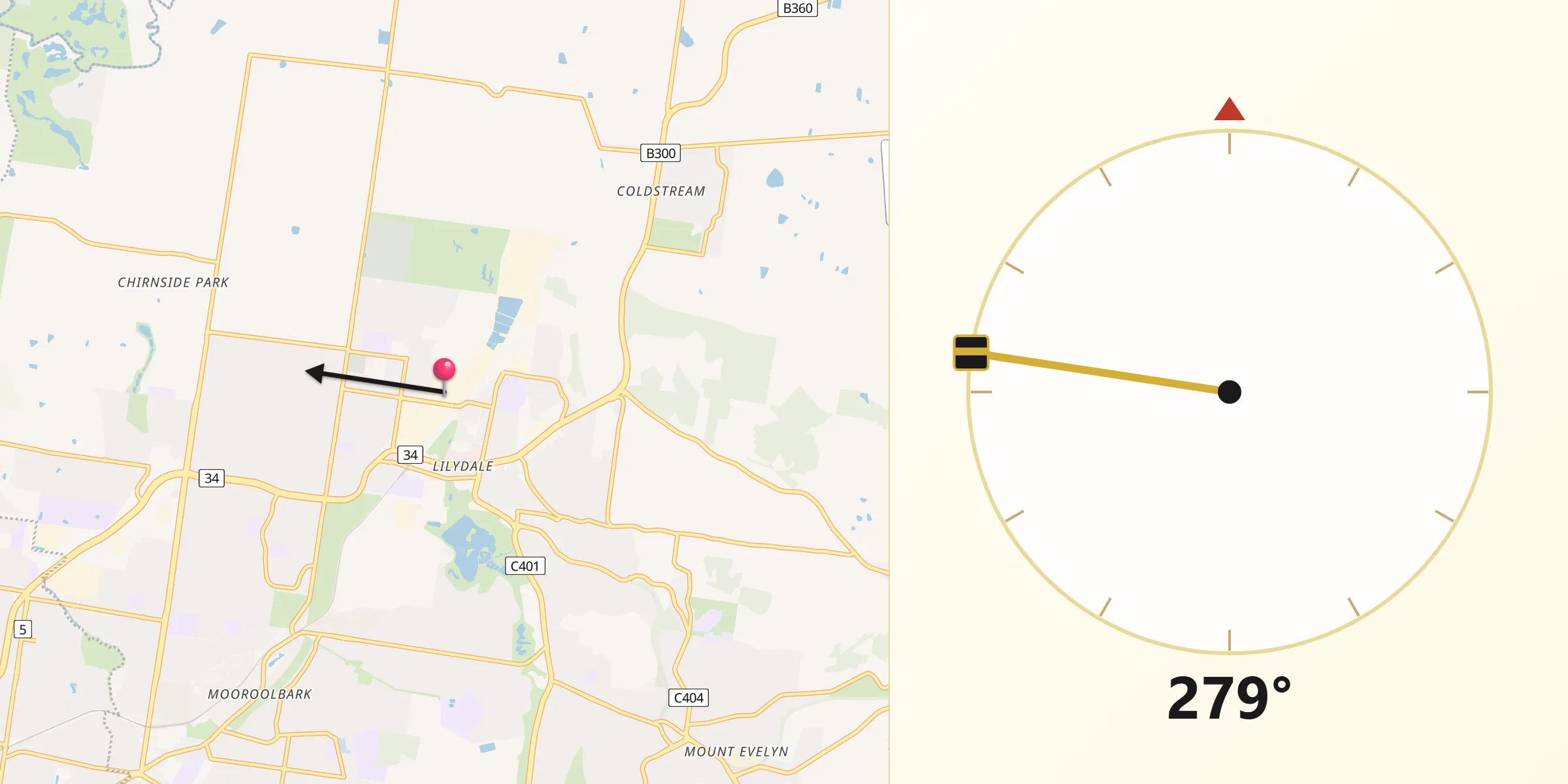 Qibla Direction from Lilydale