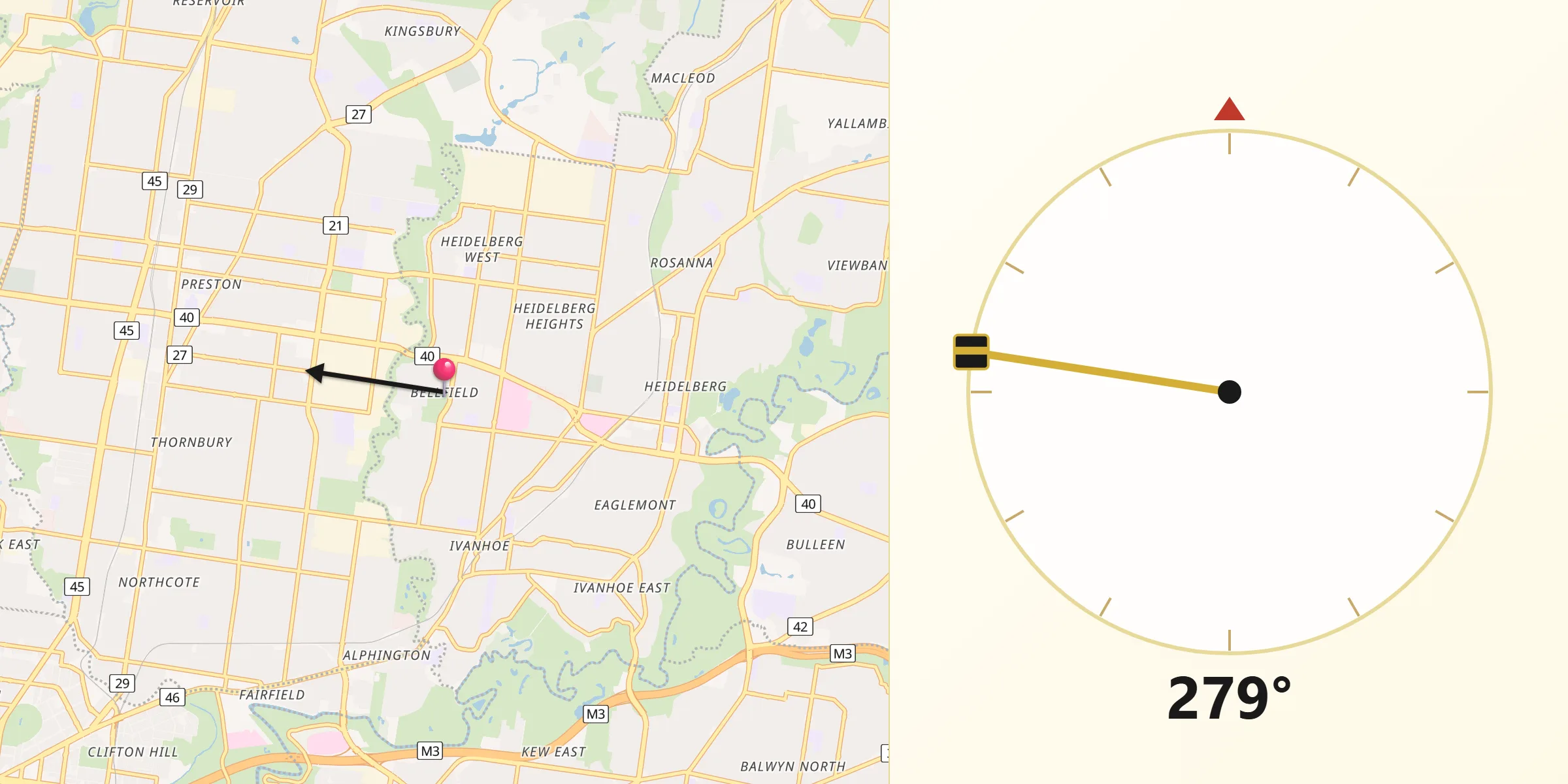 Qibla Direction from Bellfield