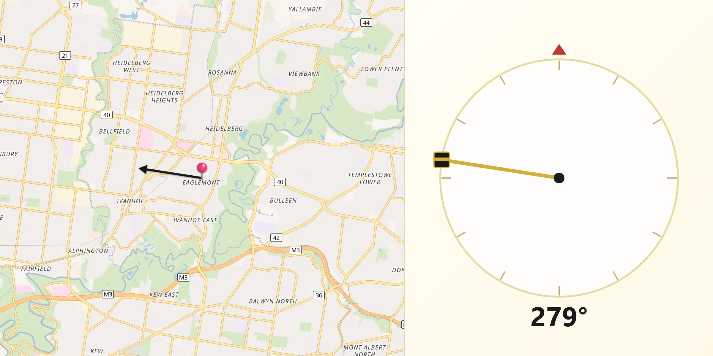 Qibla Direction from Eaglemont