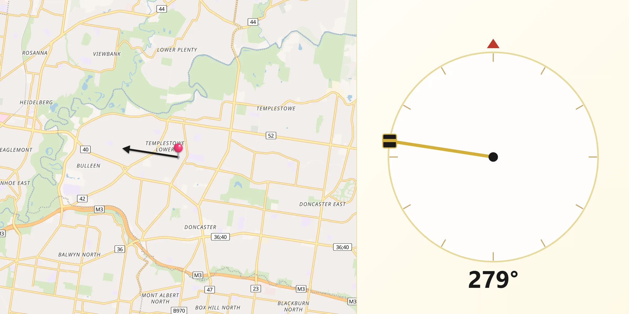 Qibla Direction from Templestowe Lower