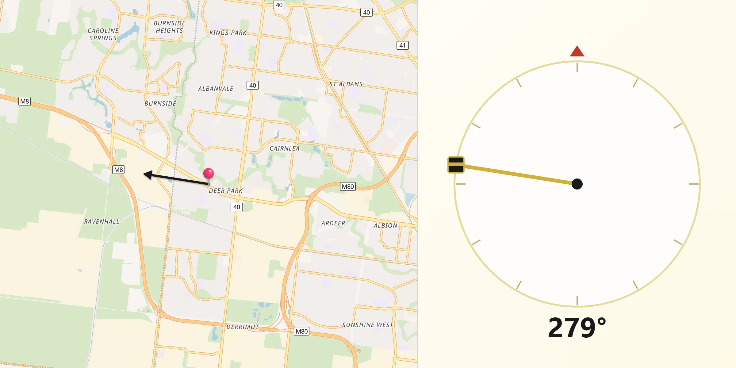 Qibla Direction from Deer Park