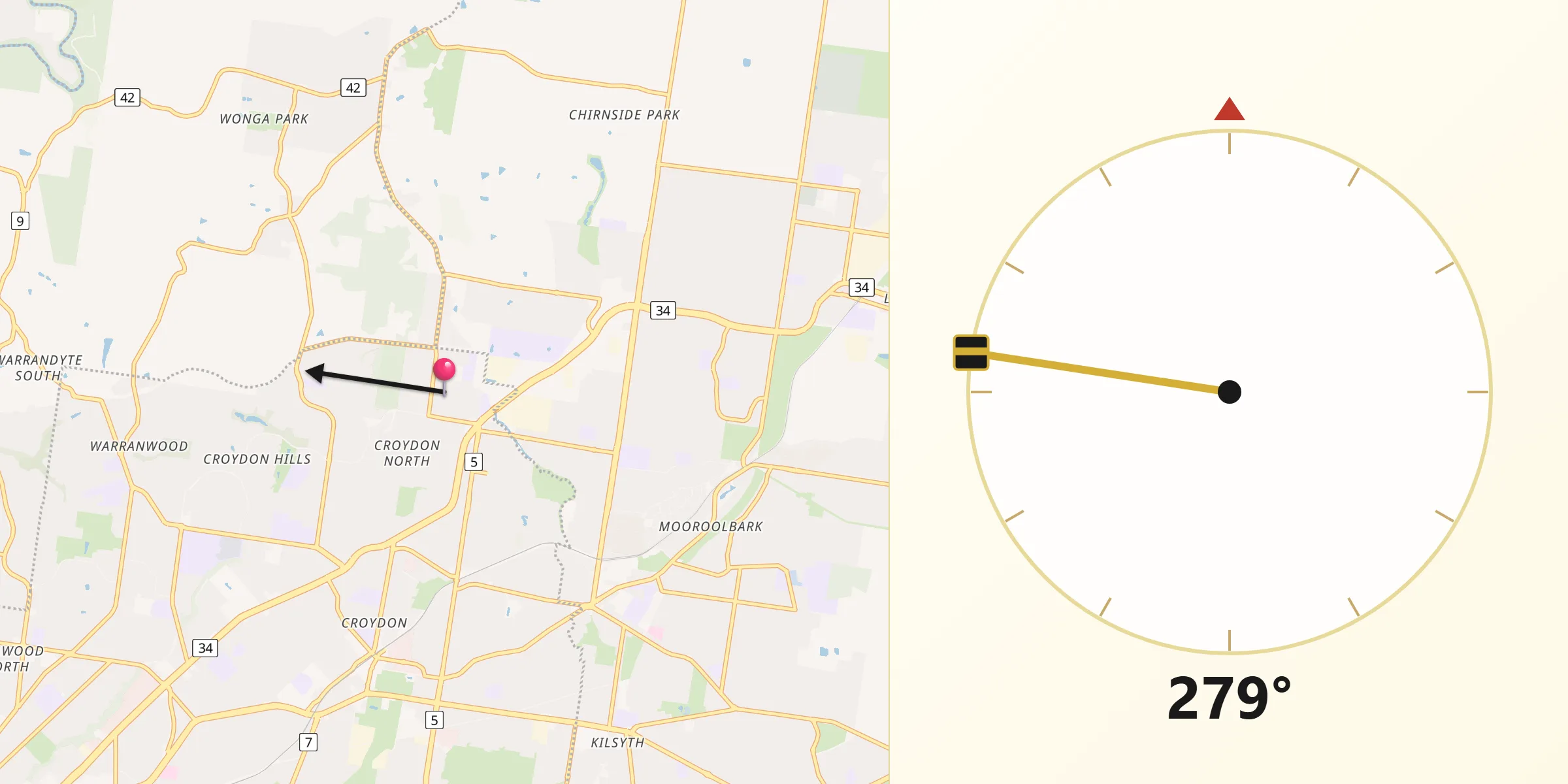 Qibla Direction from Croydon North